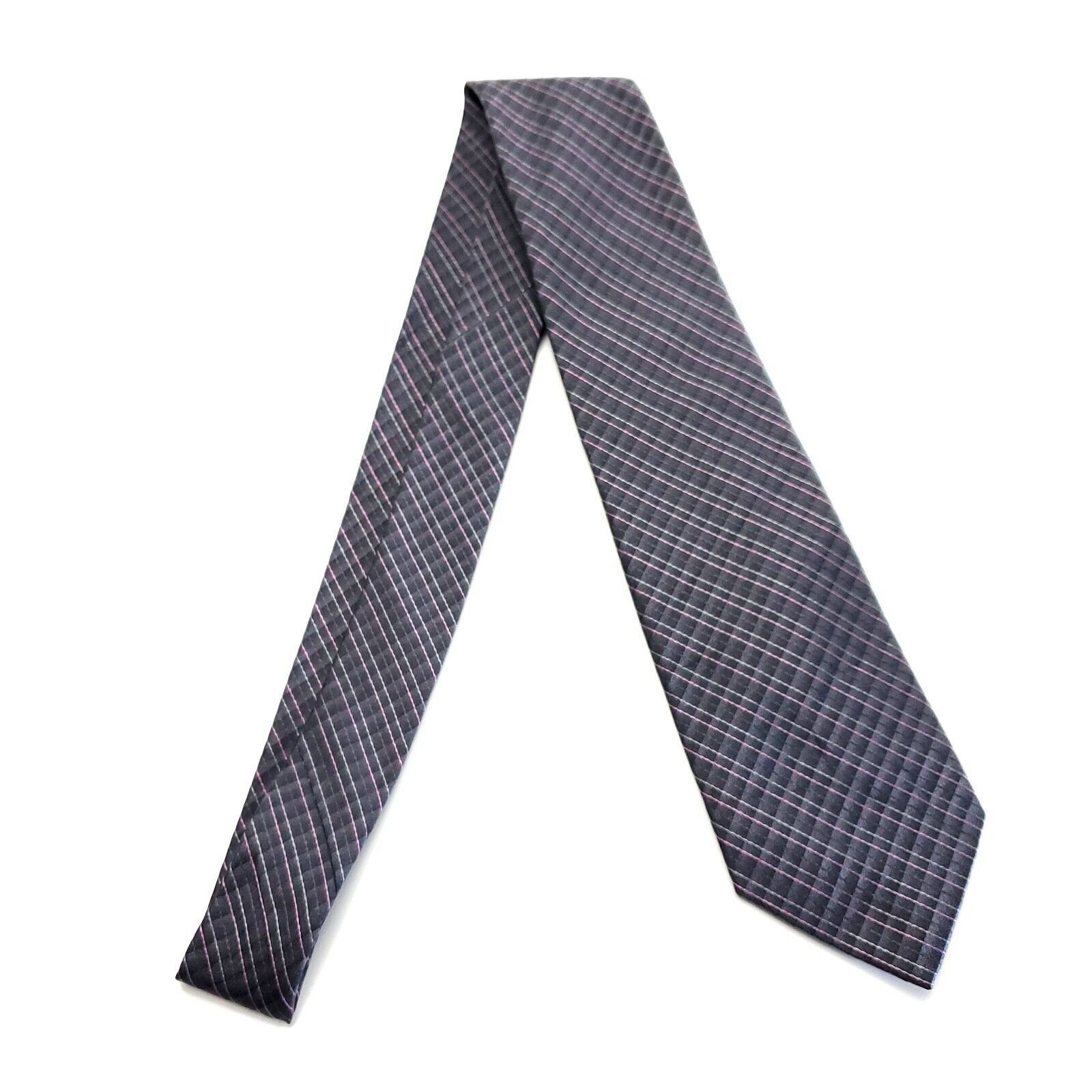 Perry Ellis Perry Ellis Portfolio Gray Purple Striped Woven Silk Tie Size ONE SIZE - 6 Thumbnail
