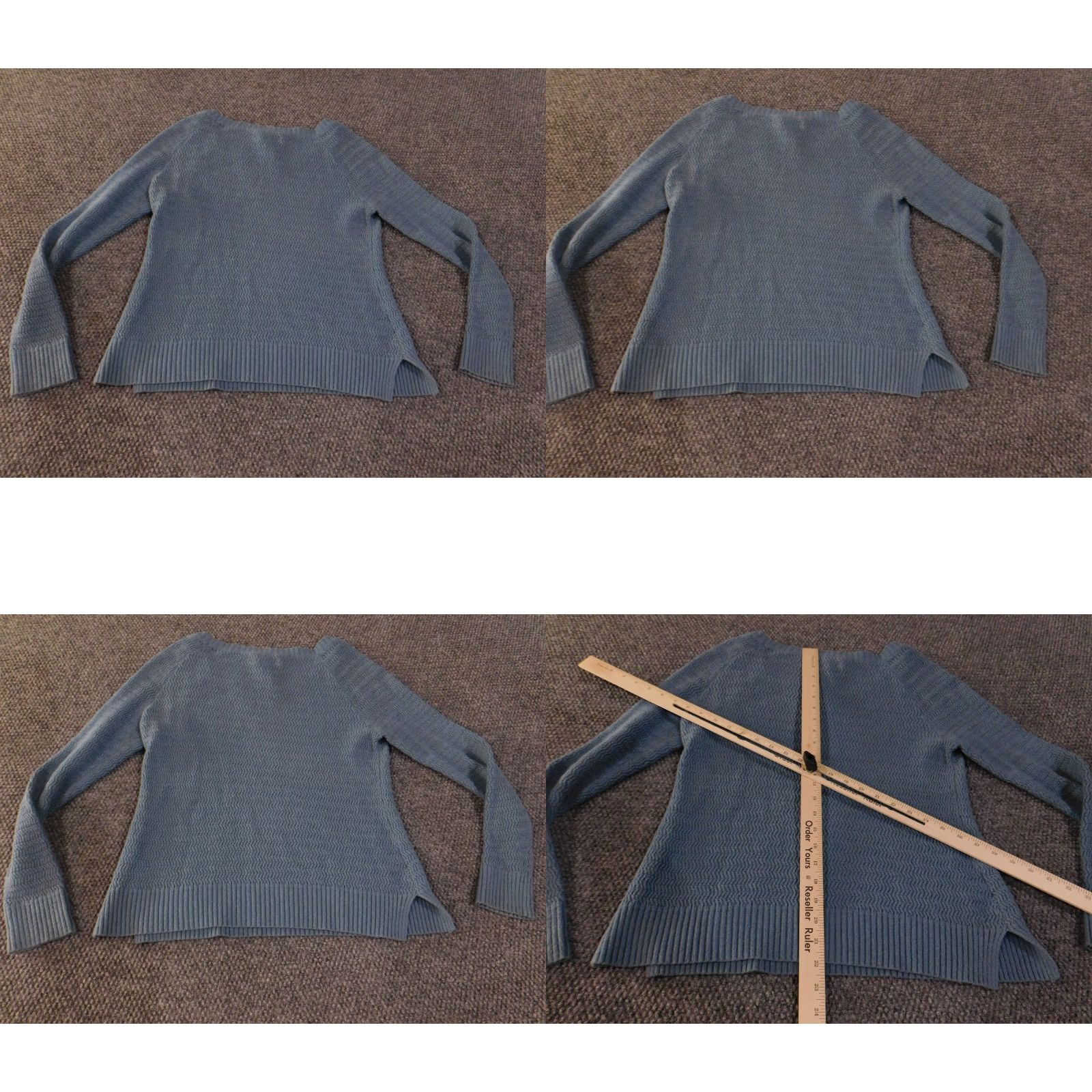 Loft LOFT Sweater Womens Medium Blue Knit Textured Pullover Casual Cotton Rib Knit Scoop Neck Long Sleeve Pullover Regular Fit Adult Womens Size M / US 6-8 / IT 42-44 - 8 Thumbnail