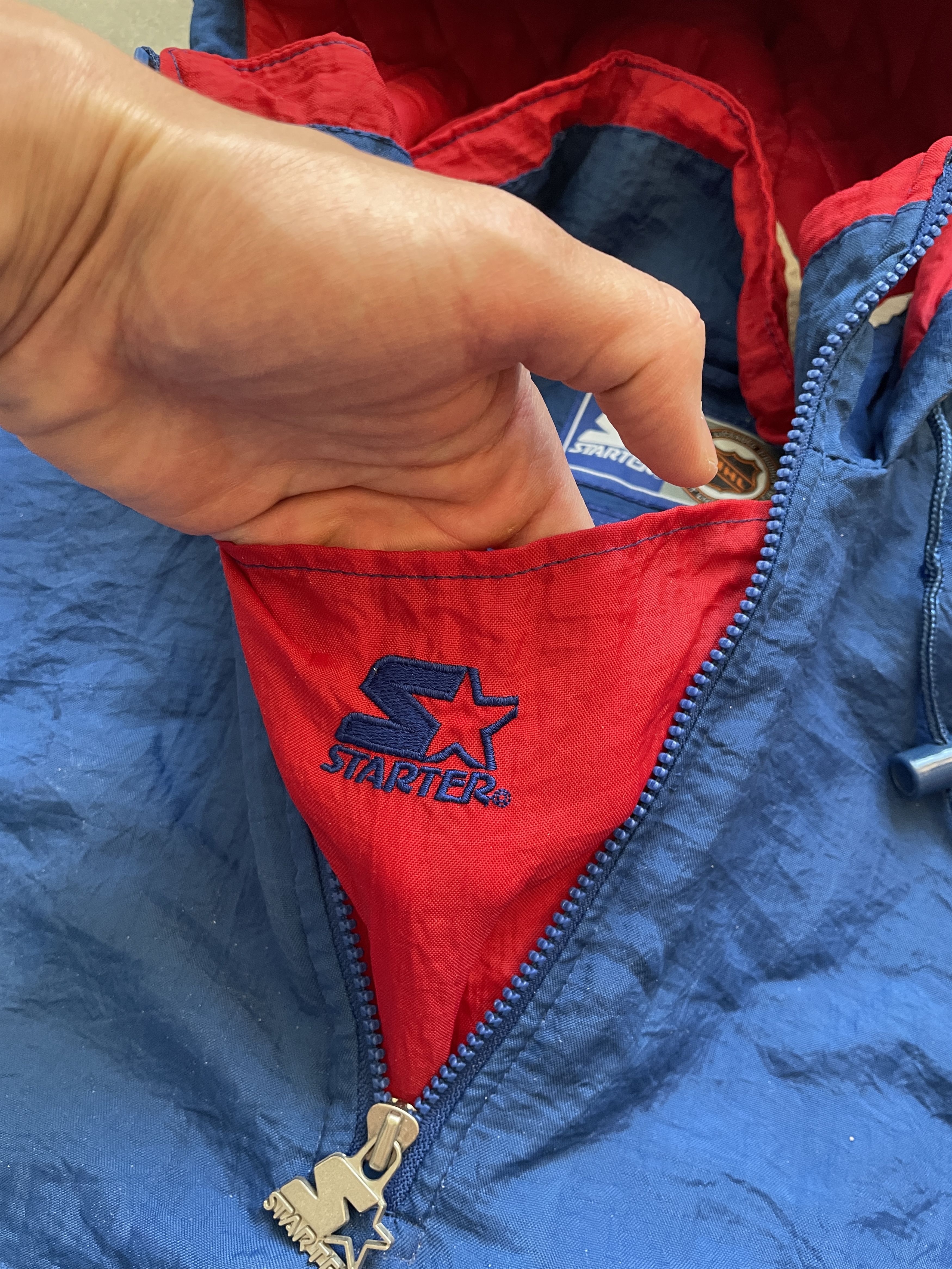 Starter VINTAGE 90S STARTER NEW YORK RAIDERS BLUE RED NHL JACKET Size US XL / EU 56 / 4 - 9 Thumbnail