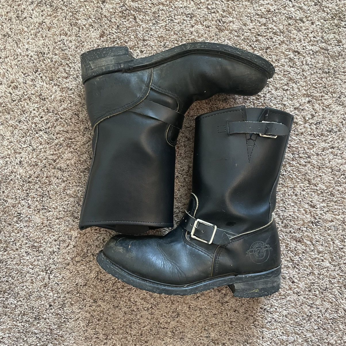 Vintage Brahma Steel Toe Engineer Black Leather Boots USA Corded Sole Men\'s 8.5 Vintage Vintage Mens 8.5 Brahma Engineer Boots Steel Toe  main image 2