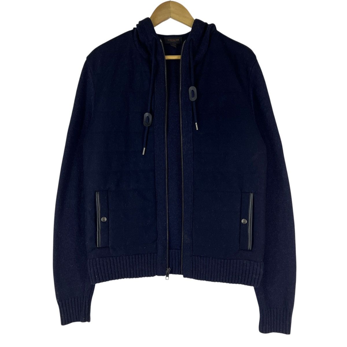 Coach 🔥 Coach Navy Blue Knit Sleeve Hoodie Jacket Size US M / EU 48-50 / 2 - 4 Thumbnail
