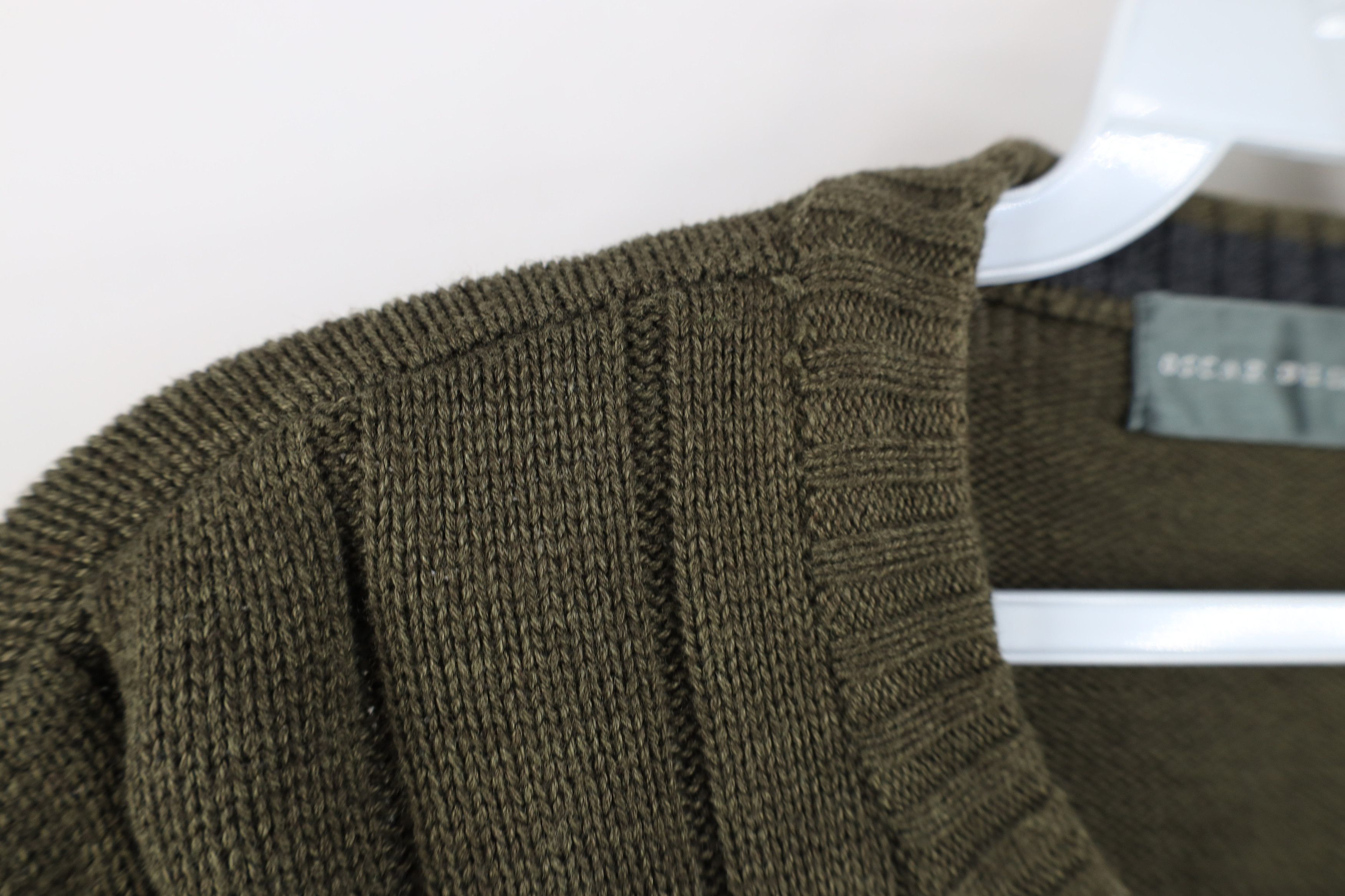 Vintage Vintage 90s Streetwear Blank Chunky Cable Knit Sweater Green Size US L / EU 52-54 / 3 - 6 Thumbnail