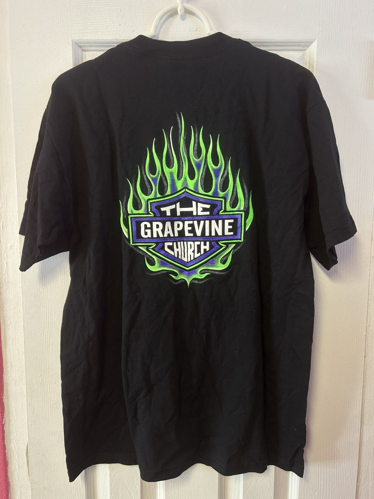 Harley Davidson HD Spoof The Grapevine Church Green Flame Graphic Tshirt Size US M / EU 48-50 / 2 - 4 Thumbnail