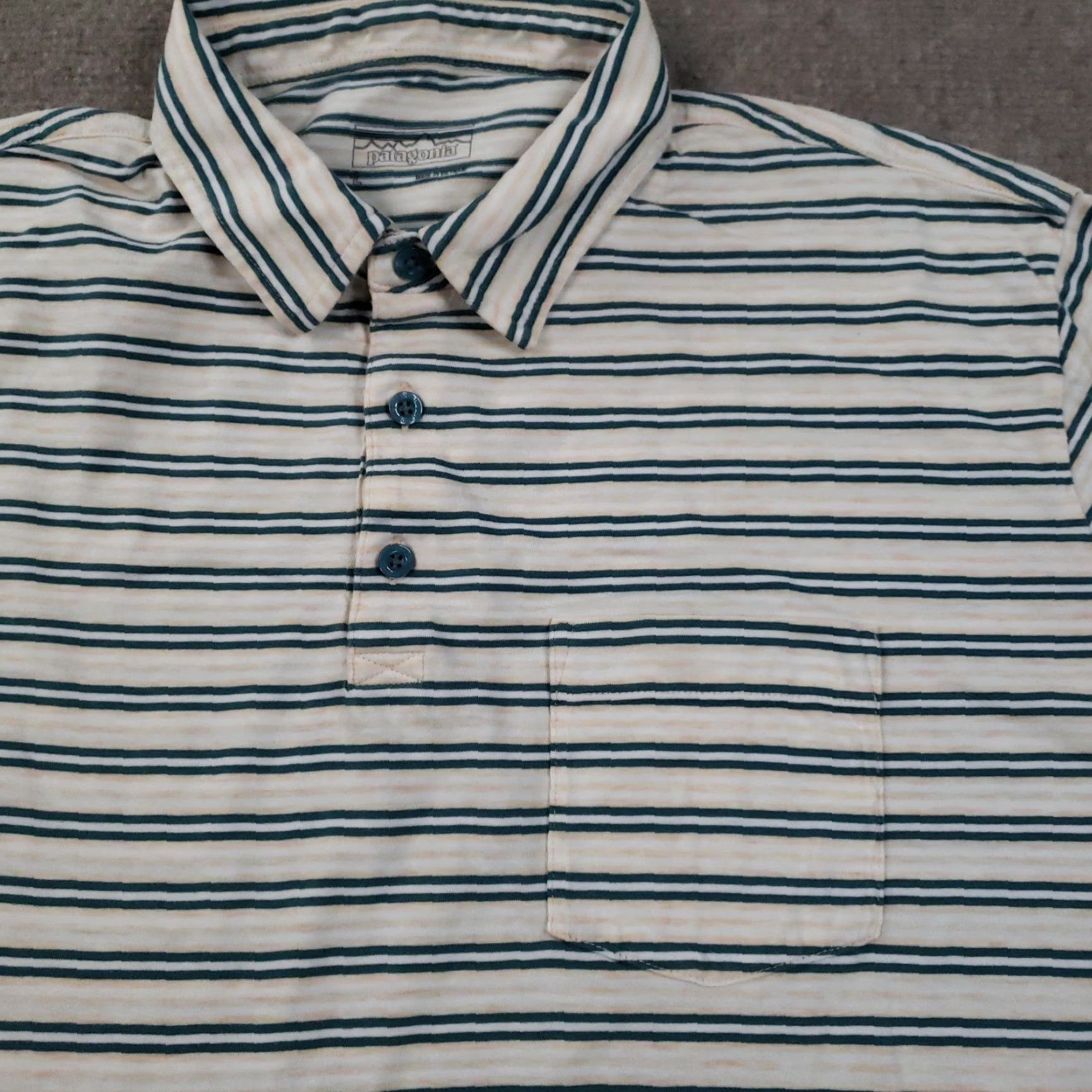 Patagonia Patagonia Polo Shirt Mens L White Green Striped 100% Cotton Size US L / EU 52-54 / 3 - 6 Thumbnail