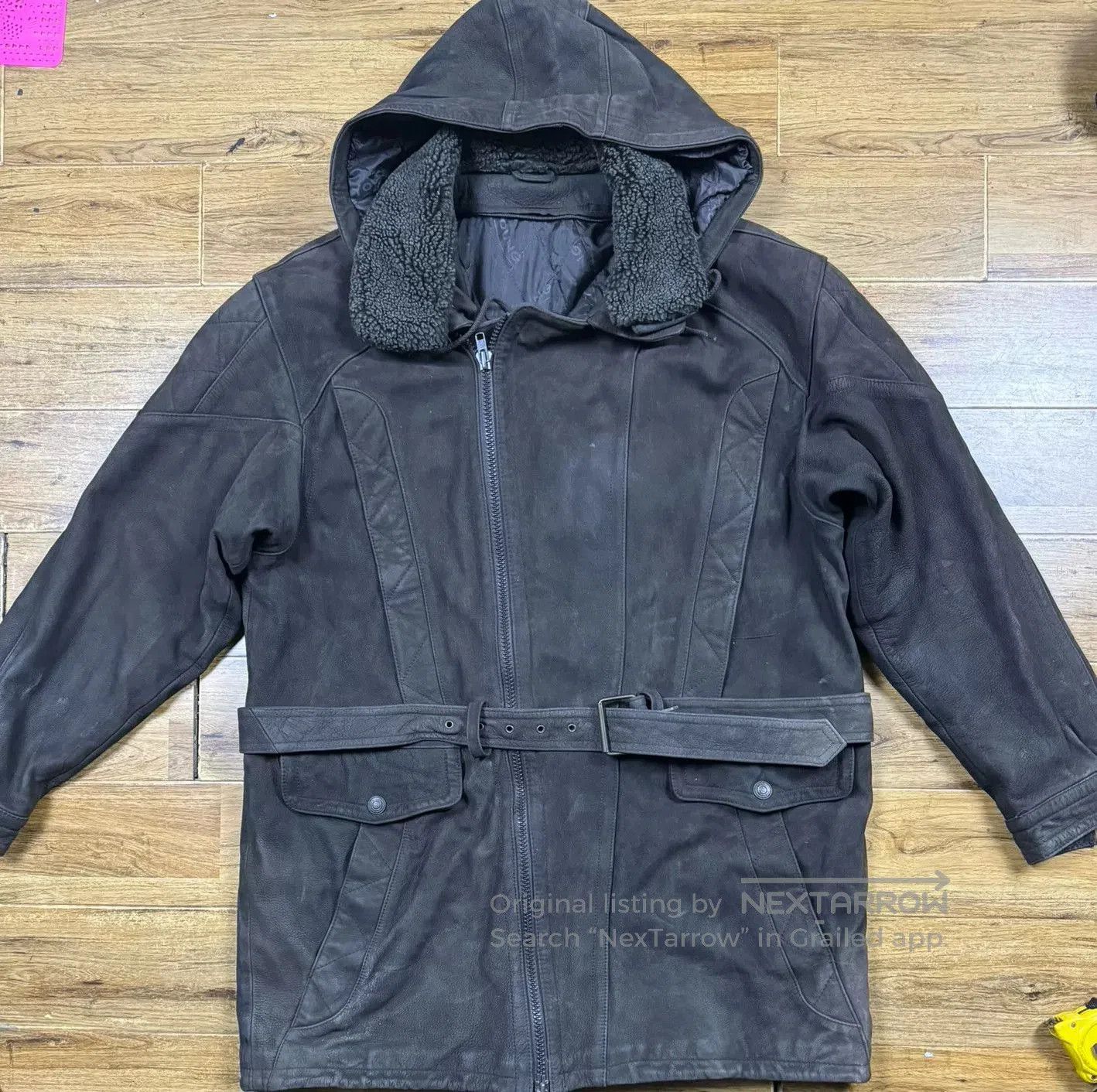 Adventure Hooded Leather Jacket for Men.