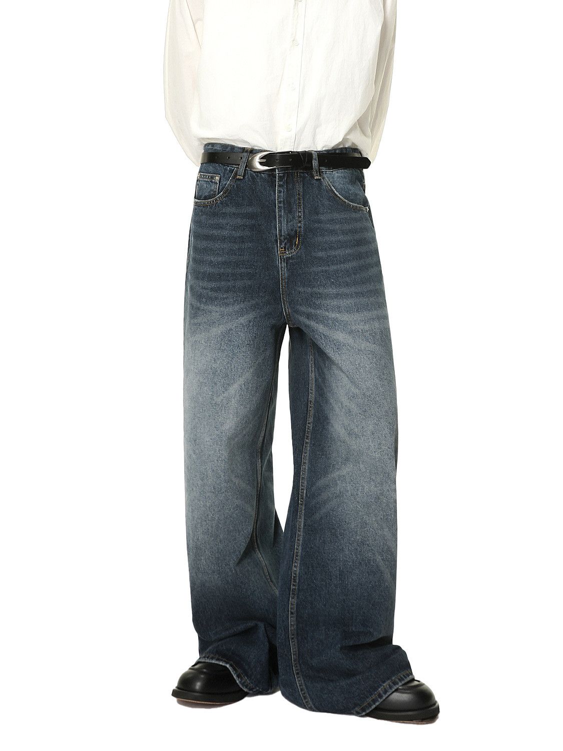 Vintage Men's whiskered washed vintage Vibe wide-leg jeans Size US 32 / EU 48 - 2 Thumbnail