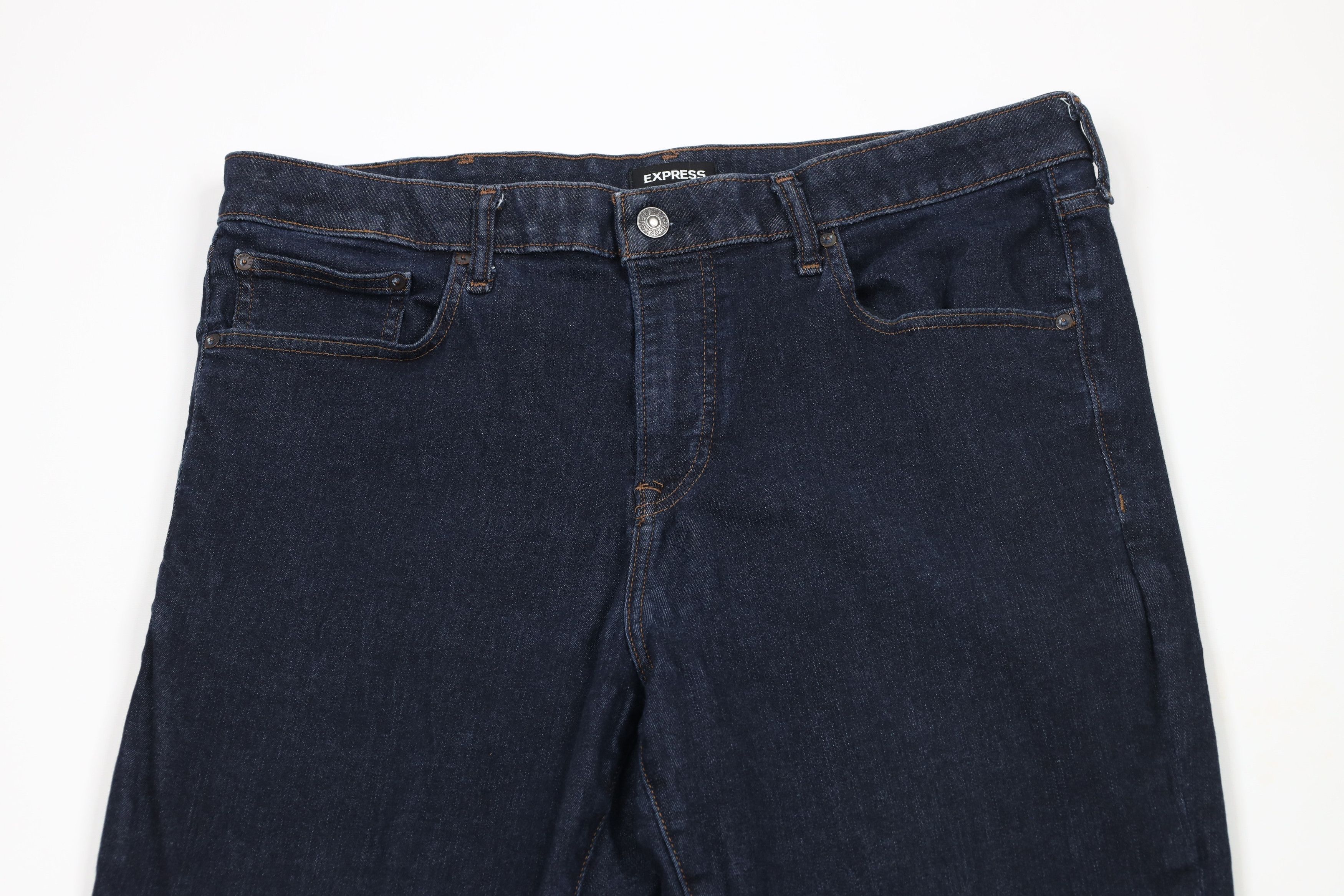 Express × Vintage Express Fit Stretch Straight Leg Denim Jeans Indigo Blue Size US 38 / EU 54 - 2 Thumbnail