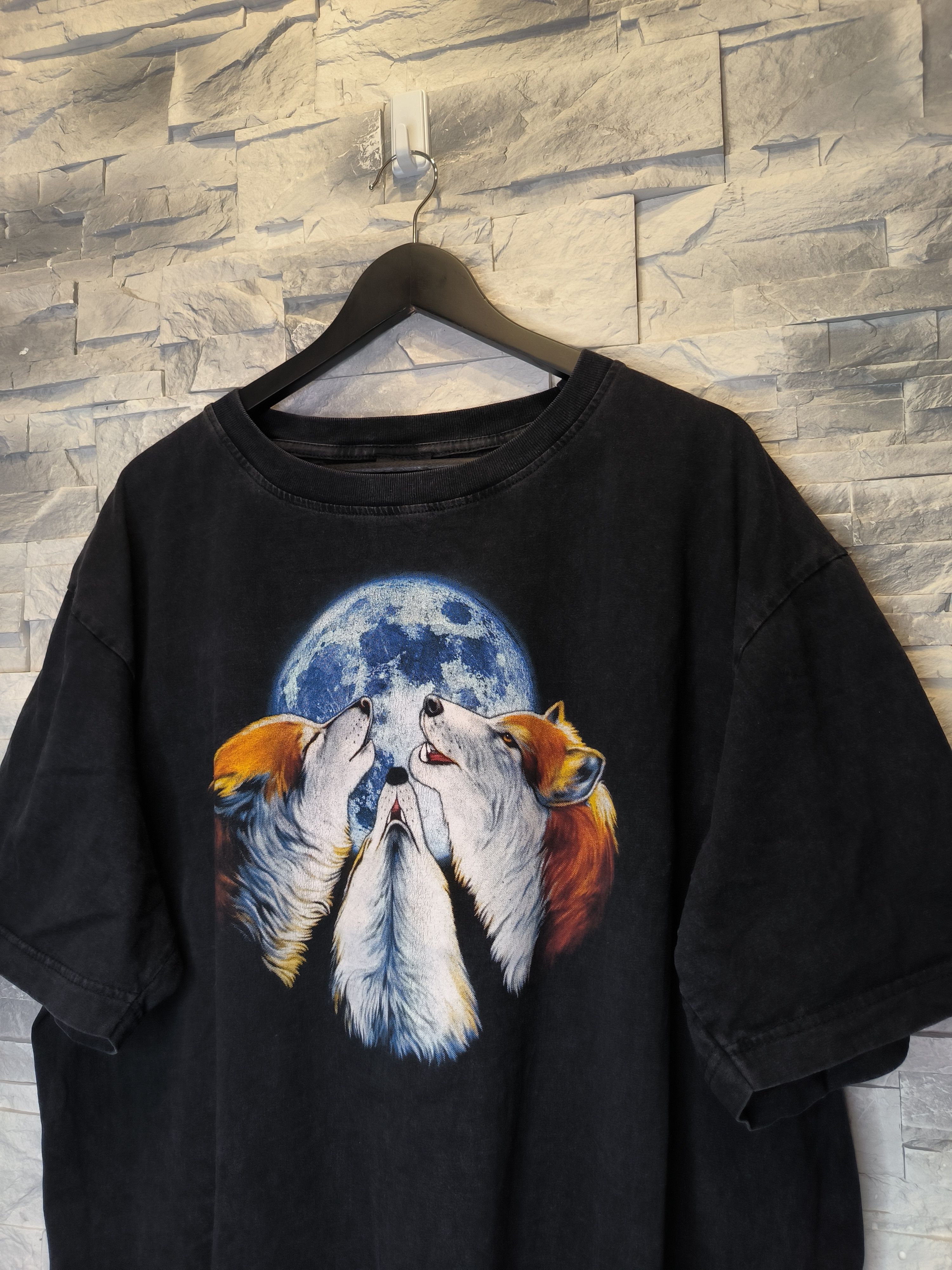 Other Vintage Tab Sons Nature Graphic Wolves Tee Black 90s Size US XXL / EU 58 / 5 - 2 Thumbnail
