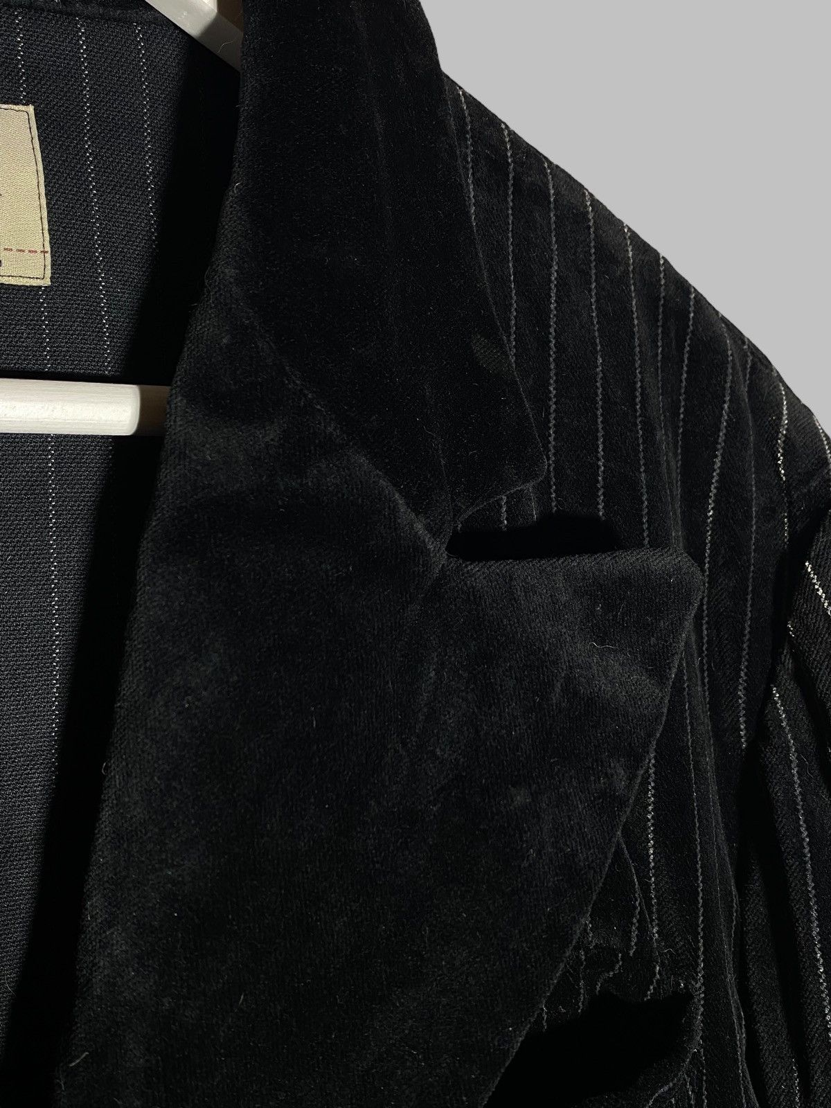Armani Vintage 90s Armani Jeans Velour Striped Black Women’s Blazer Size M / US 6-8 / IT 42-44 - 6 Thumbnail