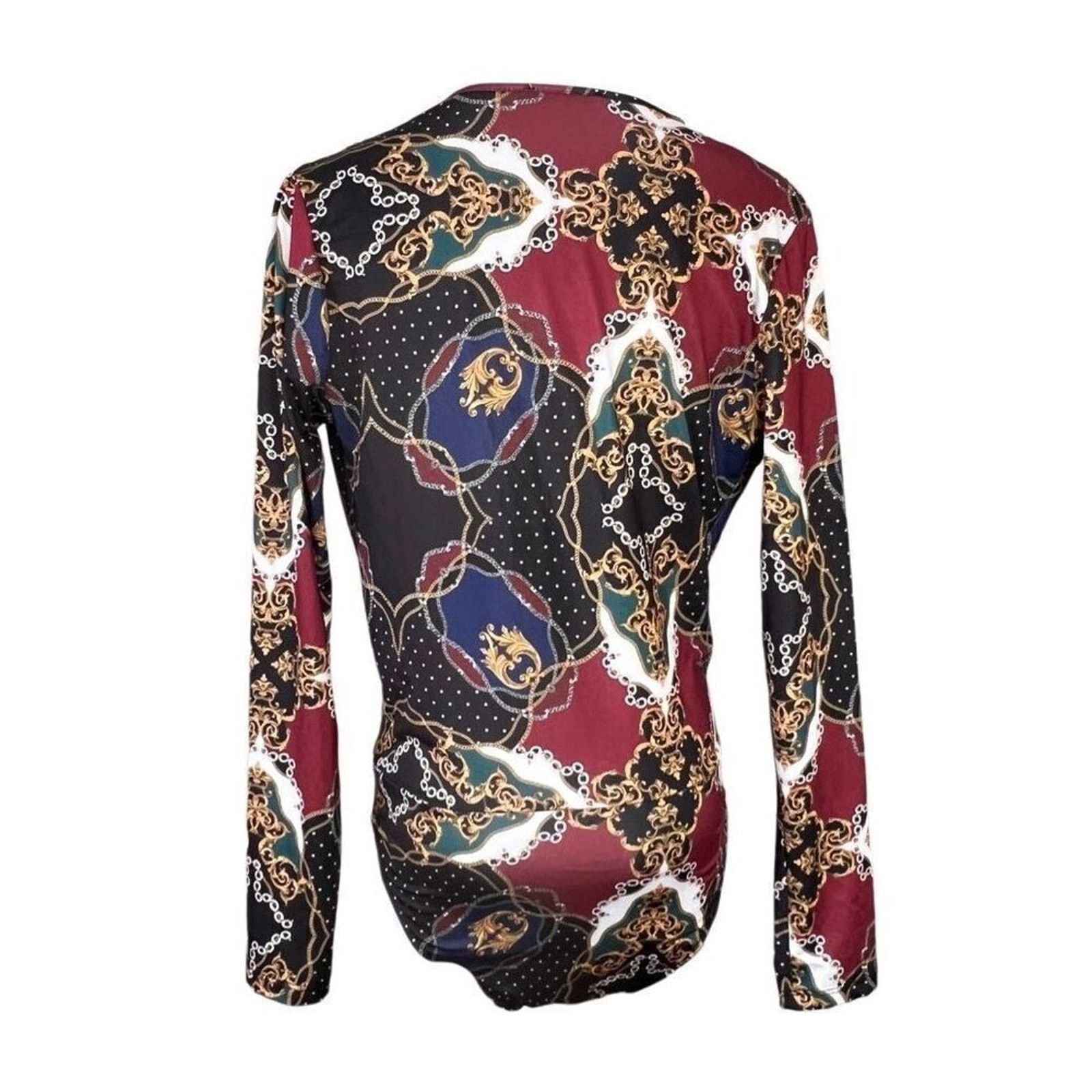 Zara Zara Nautical Wrap Bodysuit Top Blue Burgundy Chains MEDIUM Size M / US 6-8 / IT 42-44 - 6 Thumbnail