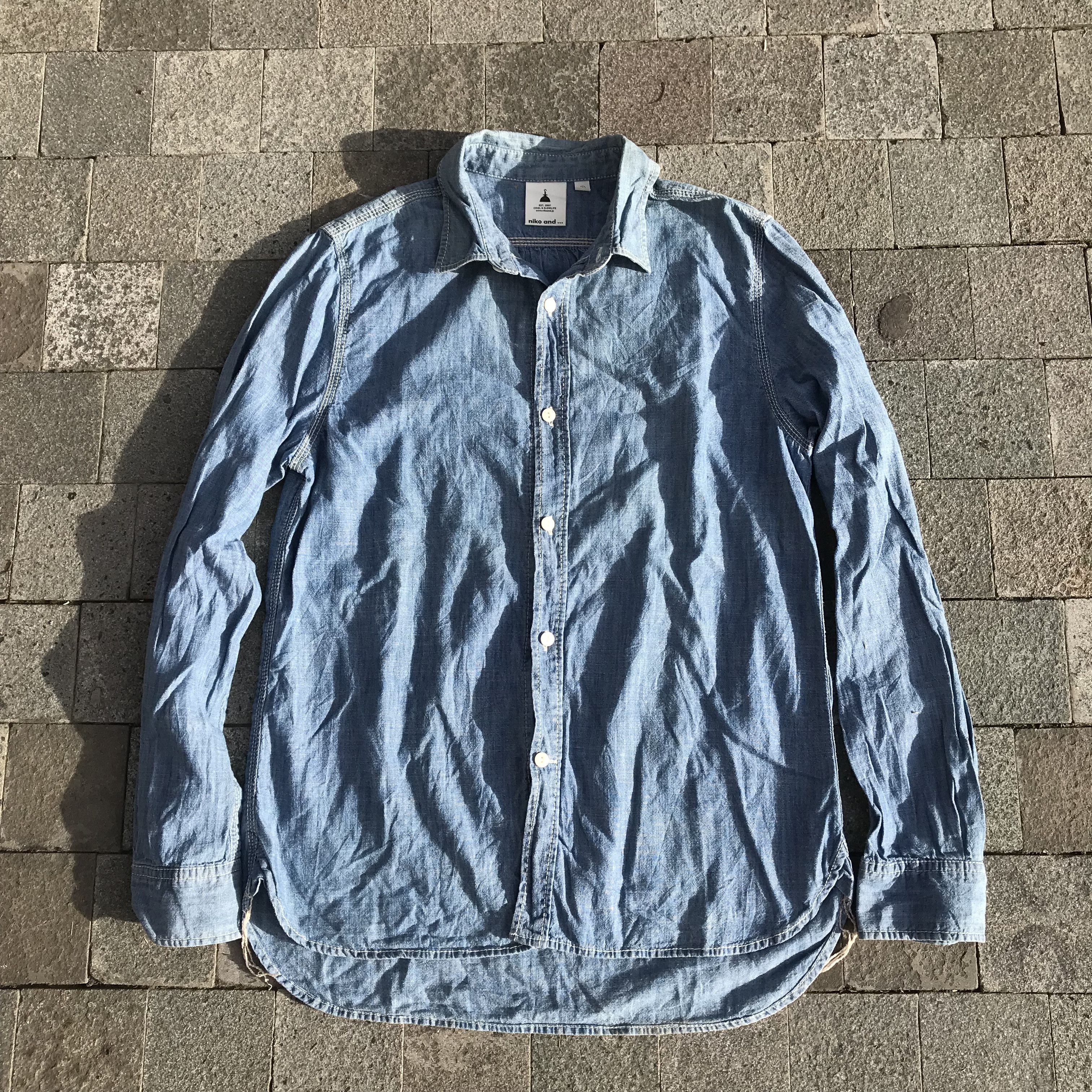 Designer × Japanese Brand Niko and.. Japan Finest Chambray Blue Jeans Long Sleeves Size US M / EU 48-50 / 2 - 1 Thumbnail