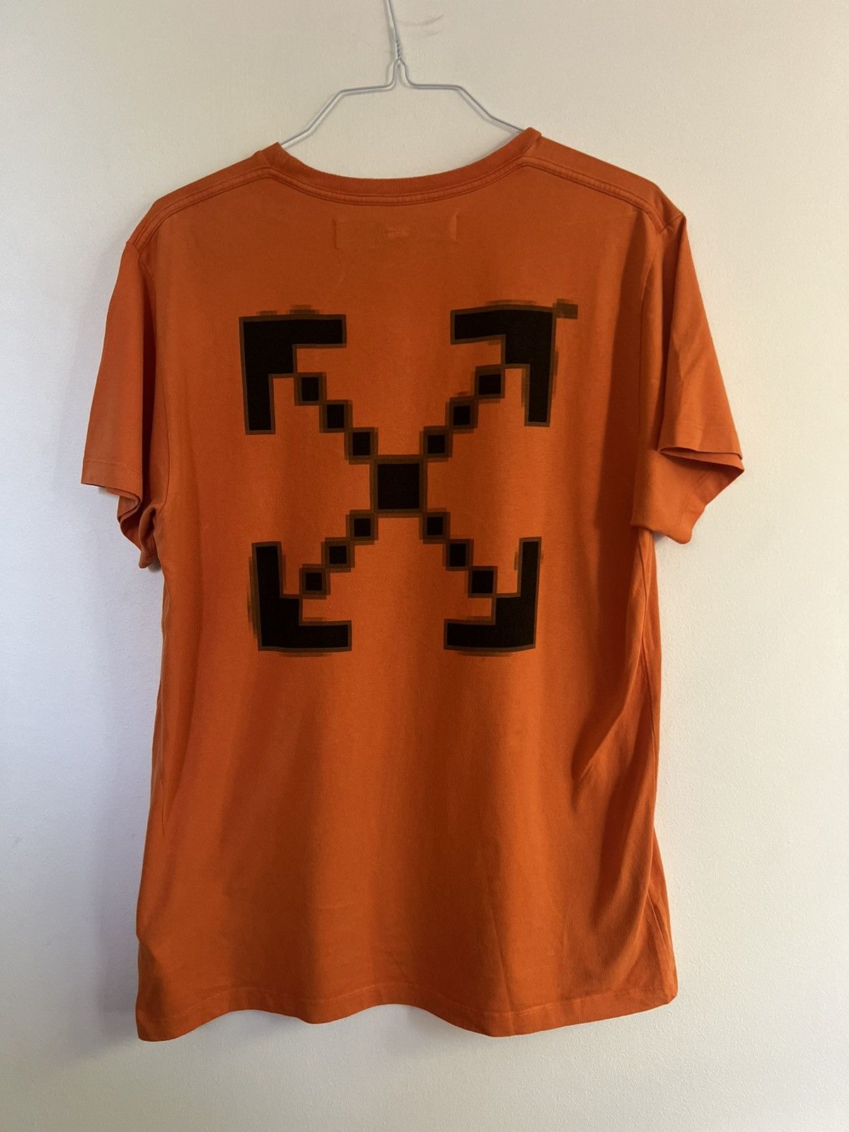 image of Off White Destroyed Factory Logo Tee in Orange, Men's (Size Medium)
