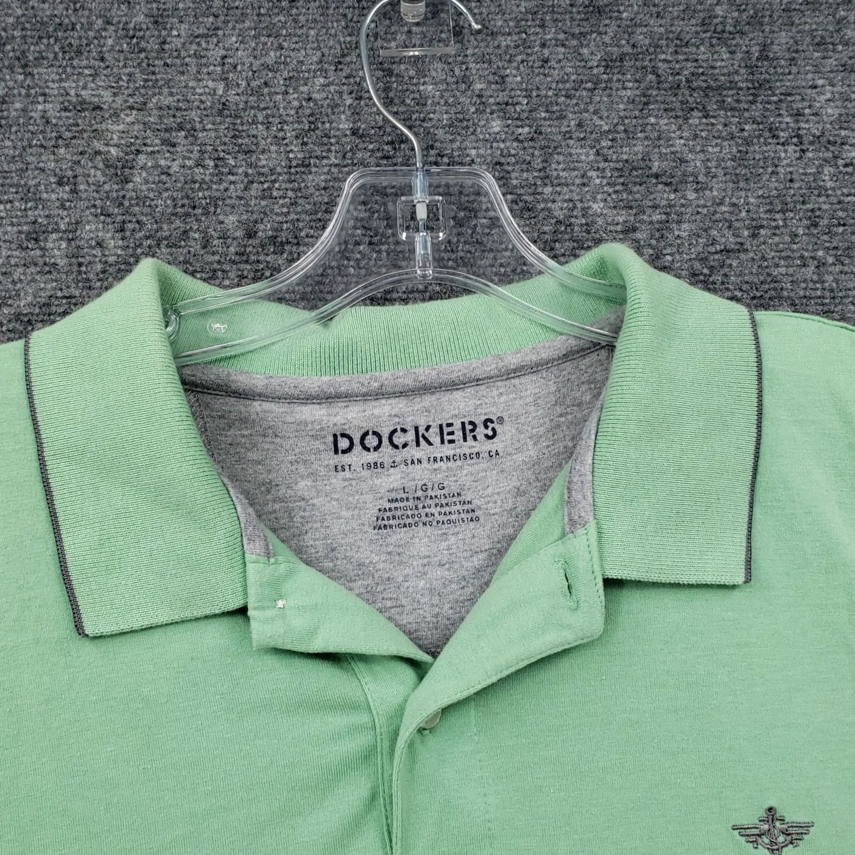 Dockers Dockers Shirt Mens Large L Green Polo Solid Cotton Blend Button Short Sleeves Size US L / EU 52-54 / 3 - 5 Thumbnail