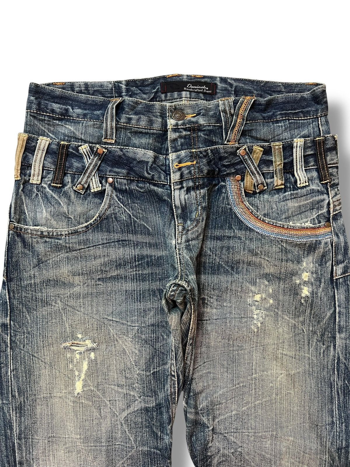 Japanese Brand Vintage Dominate Handcraft Jeans Double Waist - Thunder Wash Size US 33 - 4 Thumbnail