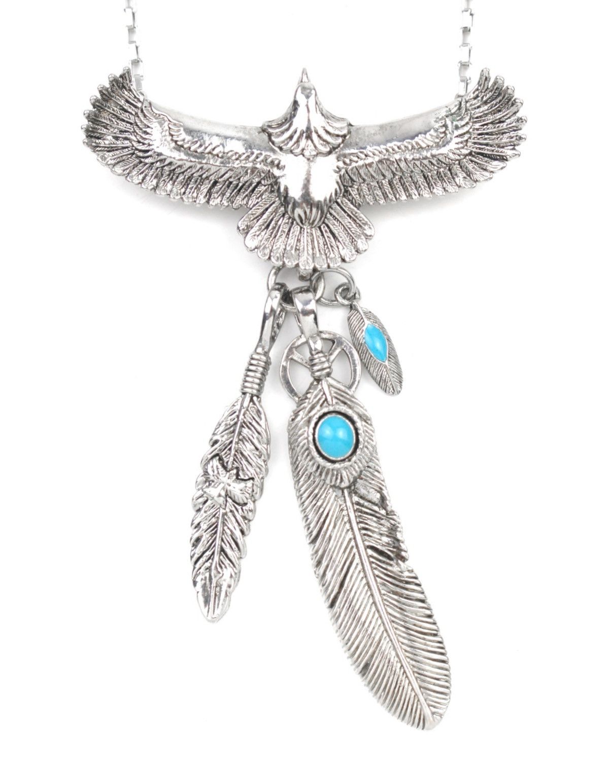 Vintage 2000S JAPANESE MADE EAGLE FEATHER TURQUOISE NECKLACE Size ONE SIZE - 1 Thumbnail
