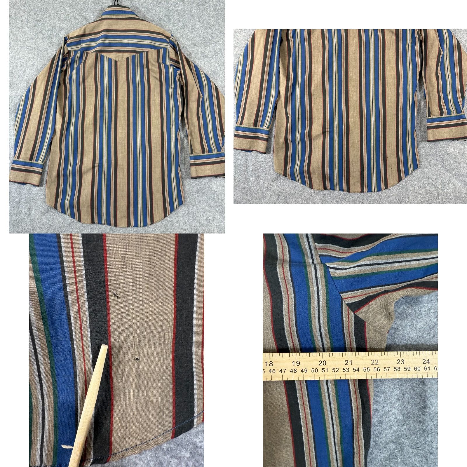 Vintage VINTAGE Ely Cattleman Western Shirt Mens 15.5/33 Blue Brown Striped Pearl Snap Long Sleeve Cowboy Size US XS / EU 42 / 0 - 8 Thumbnail