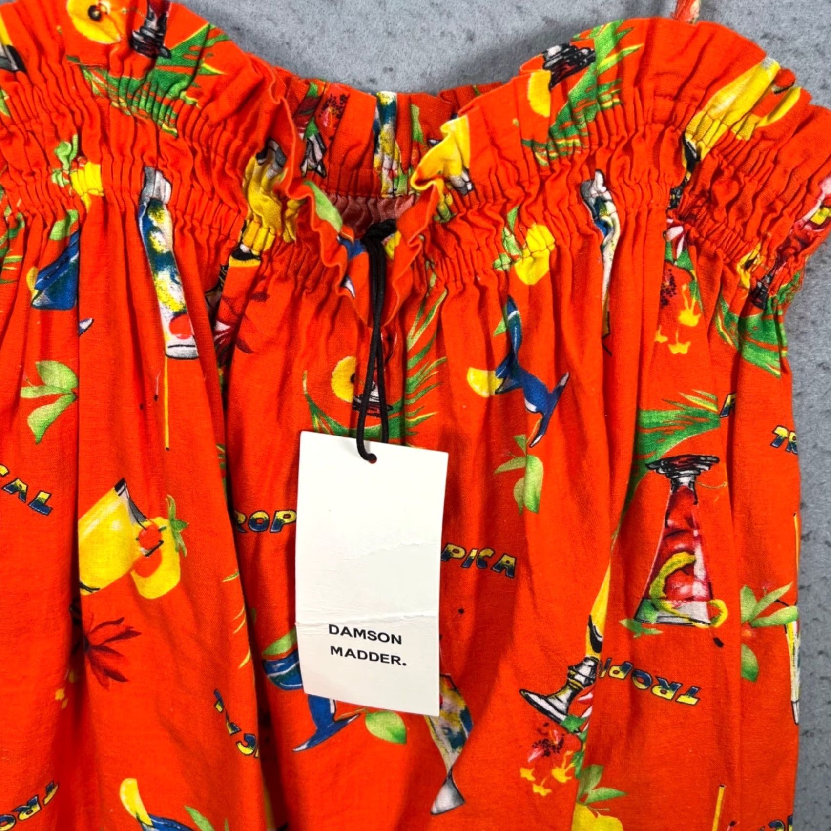 Vintage Damson Madder Womens Mini Dress 12 Orange Tropical Cocktail Print Cotton Linen Vintage/US Size 12 Womens Size XL / US 12-14 / IT 48-50 - 4 Thumbnail