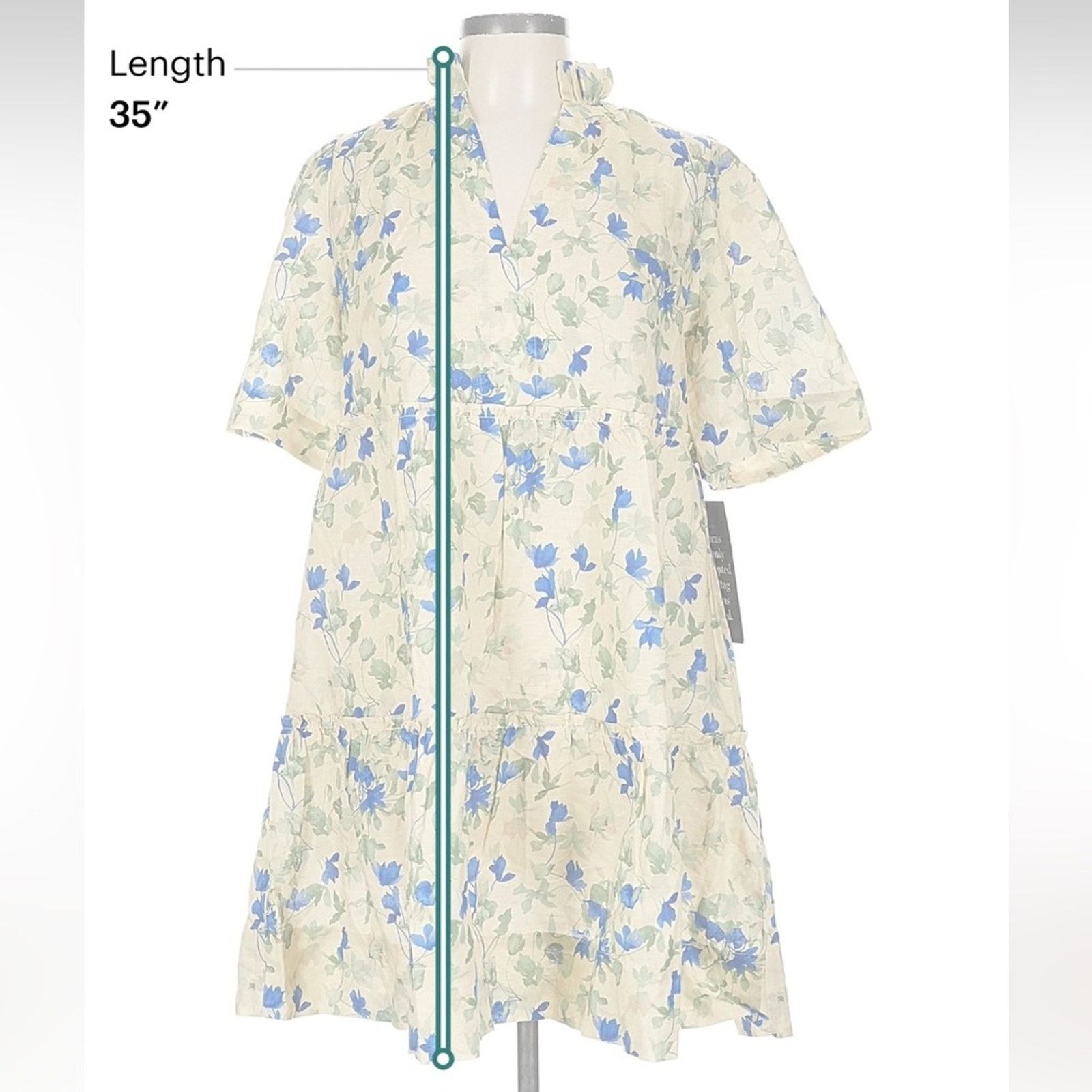 & Other Stories NWT Tuckernuck Blue Floral Casual Dress Size L / US 10 / IT 46 - 4 Thumbnail
