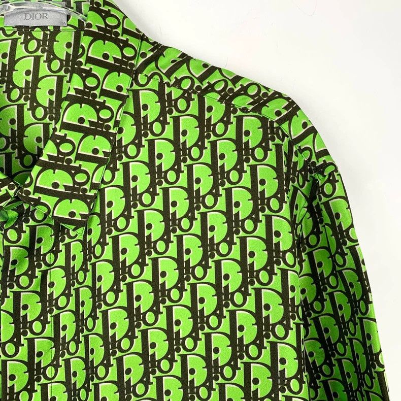 Dior Dior Logo full print mulberry silk green lapel short-sleeve Size US XS / EU 42 / 0 - 3 Thumbnail
