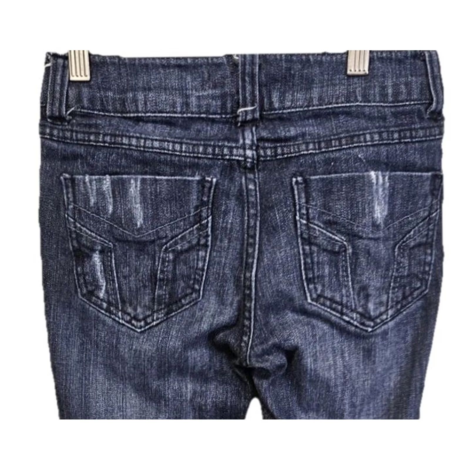 Denime Miley Cyrus Jeans MAX AZRIA Distressed Dark Denim Skinny Size 3 Juniors Blue Shredded Ripped Slimming 5-Pocket Denim Wear Women Girls? Size 26" / US 2 / IT 38 - 5 Thumbnail