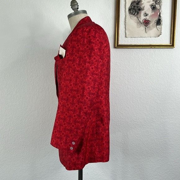Vintage Cavanaugh's Virgin Islands Thai Silk Blazer Fluer Des Lis Ma Size 40R - 4 Thumbnail