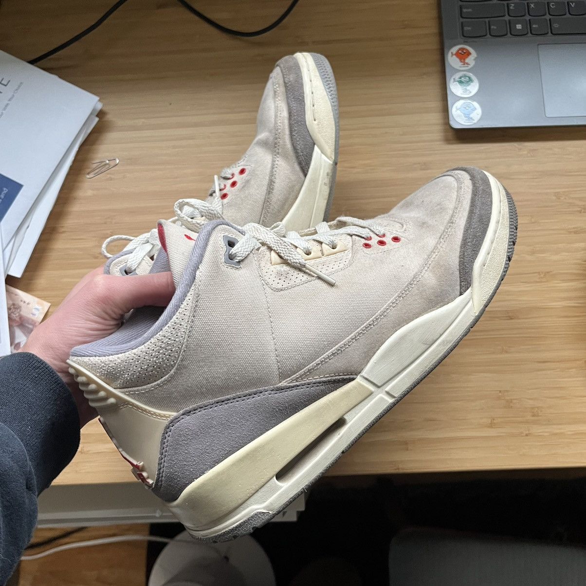 Jordan Brand Air Jordan 3 beige and grey Size US 12 / EU 45 - 1 Thumbnail