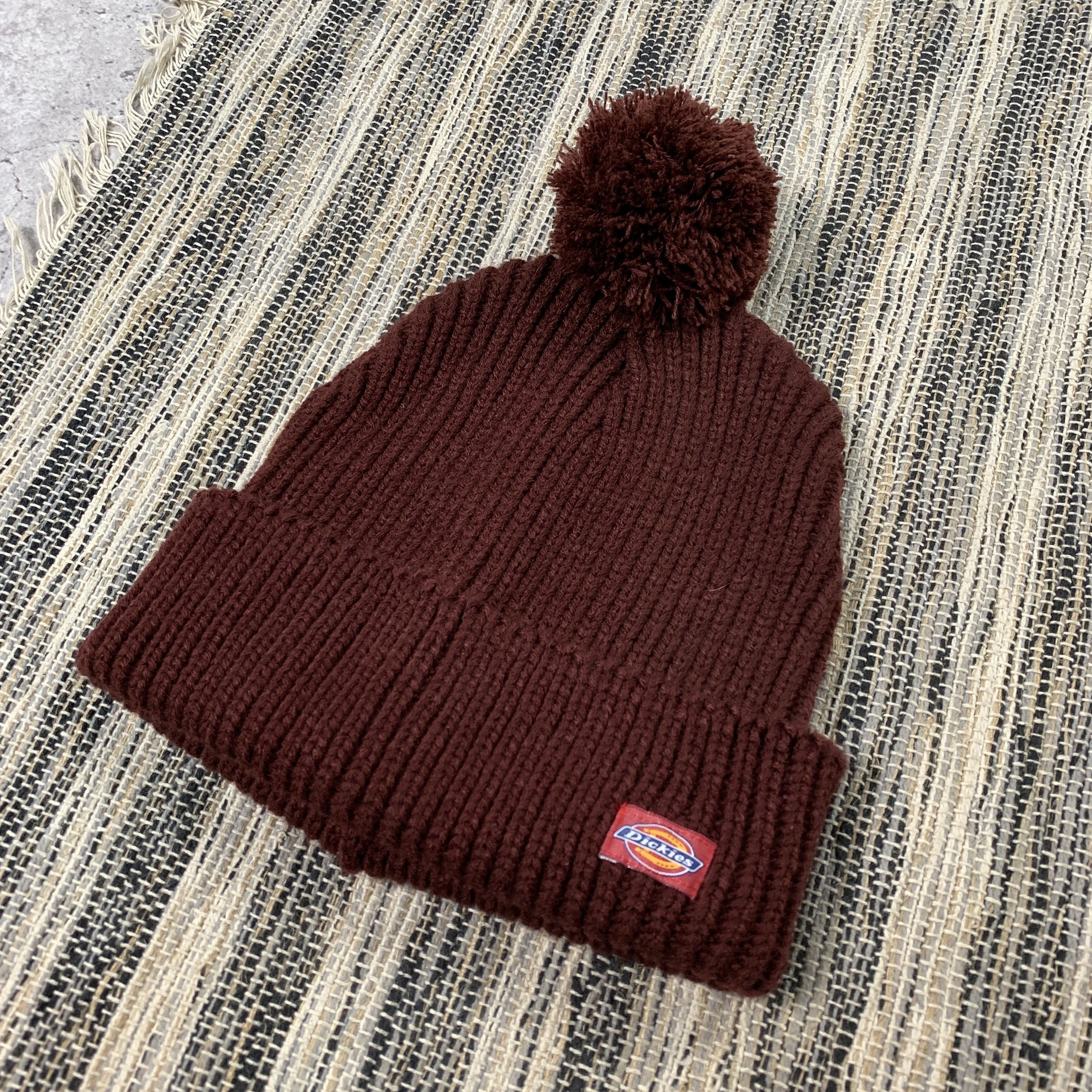 Dickies Dickies Knit Burgundy Pom-Pom Beanie Winter Hat Size ONE SIZE - 3 Thumbnail
