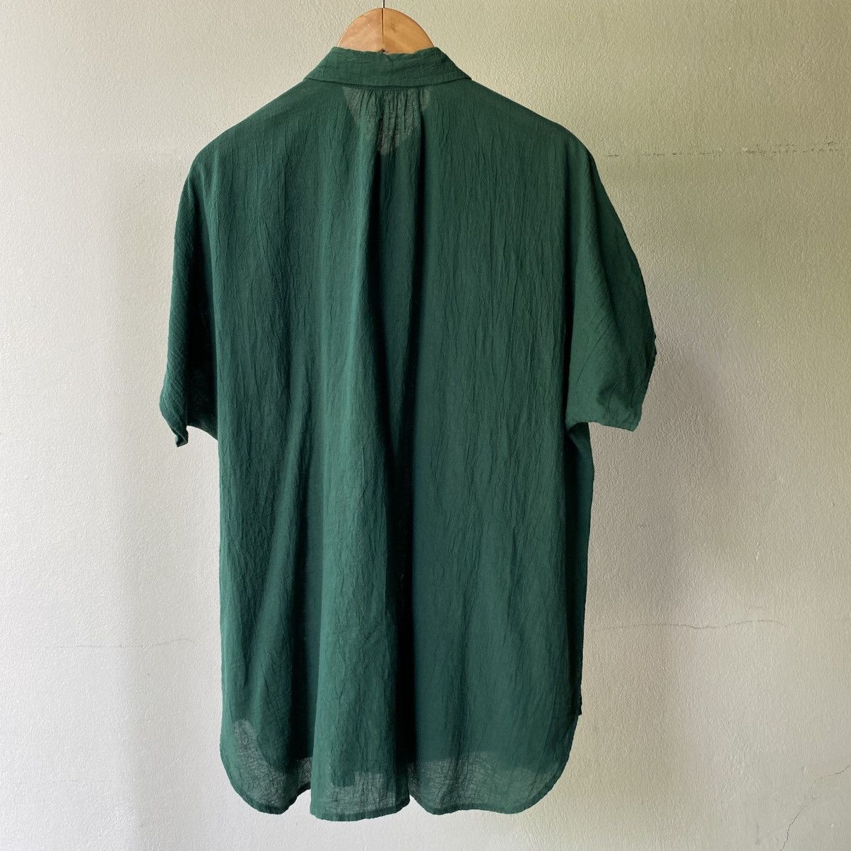 Issey Miyake Plantation Dark Green Pleated Short Sleeve Shirt Size M / US 6-8 / IT 42-44 - 5 Thumbnail