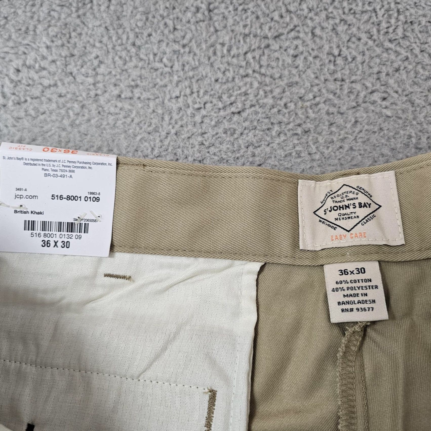 Vintage St. John's Bay Pants Mens 36x30 Khaki Classic Fit Easy Care Flat Front Chino Size US 36 / EU 52 - 3 Thumbnail