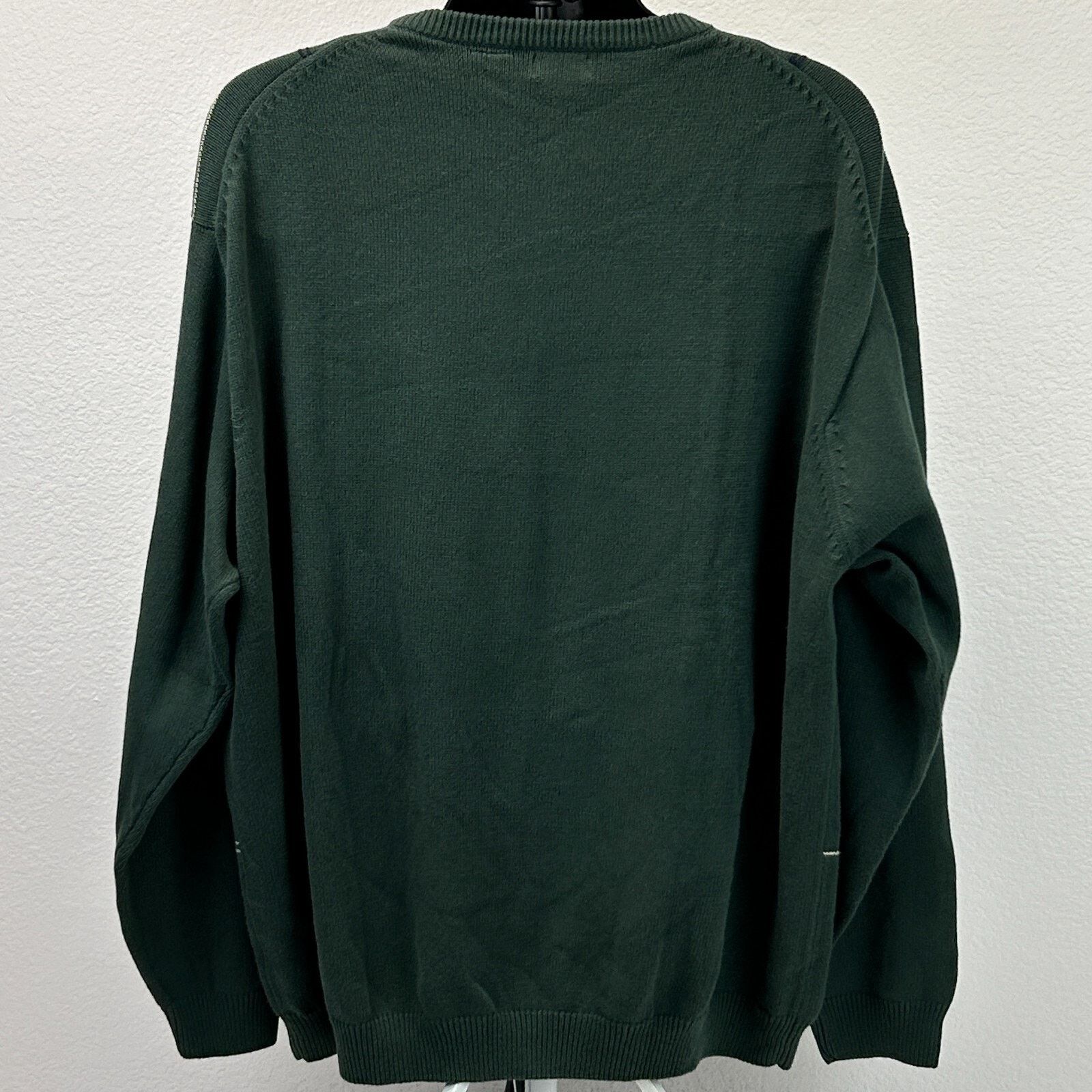 Izod IZOD Sweater Windowpane Check Long Sleeve Pullover Green 3XL Size US XXL / EU 58 / 5 - 2 Thumbnail