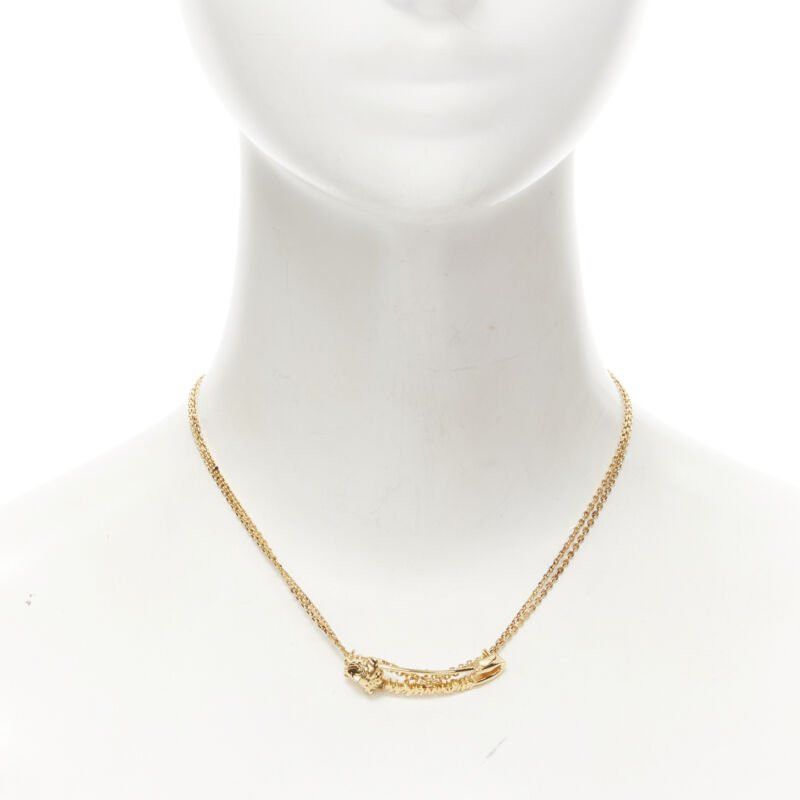new VERSACE Safety Pin Medusa pendant gold nickel short necklace choker