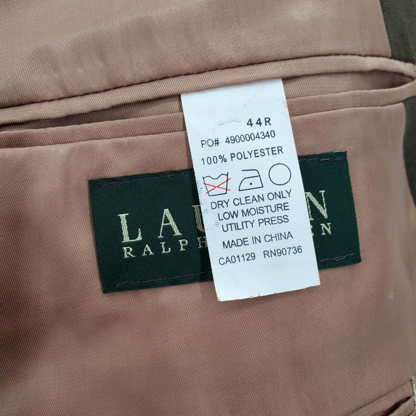 Ralph Lauren VINTAGE Lauren Ralph Lauren Blazer Mens 44R Olive Green Faux Suede Two Button Jacket Size 44R - 3 Thumbnail