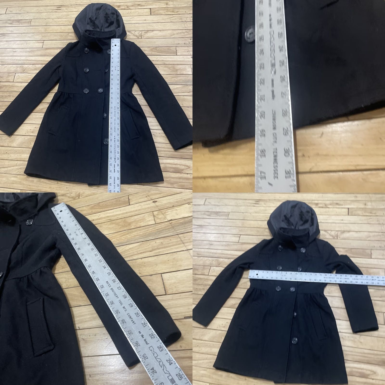H&M H&M Pea Coat Hoodie Women Junior 4 Lined Black Double Breasted Pockets Button Up Shirt Coat Mens Womens Girls Boys Size S / US 4 / IT 40 - 8 Thumbnail