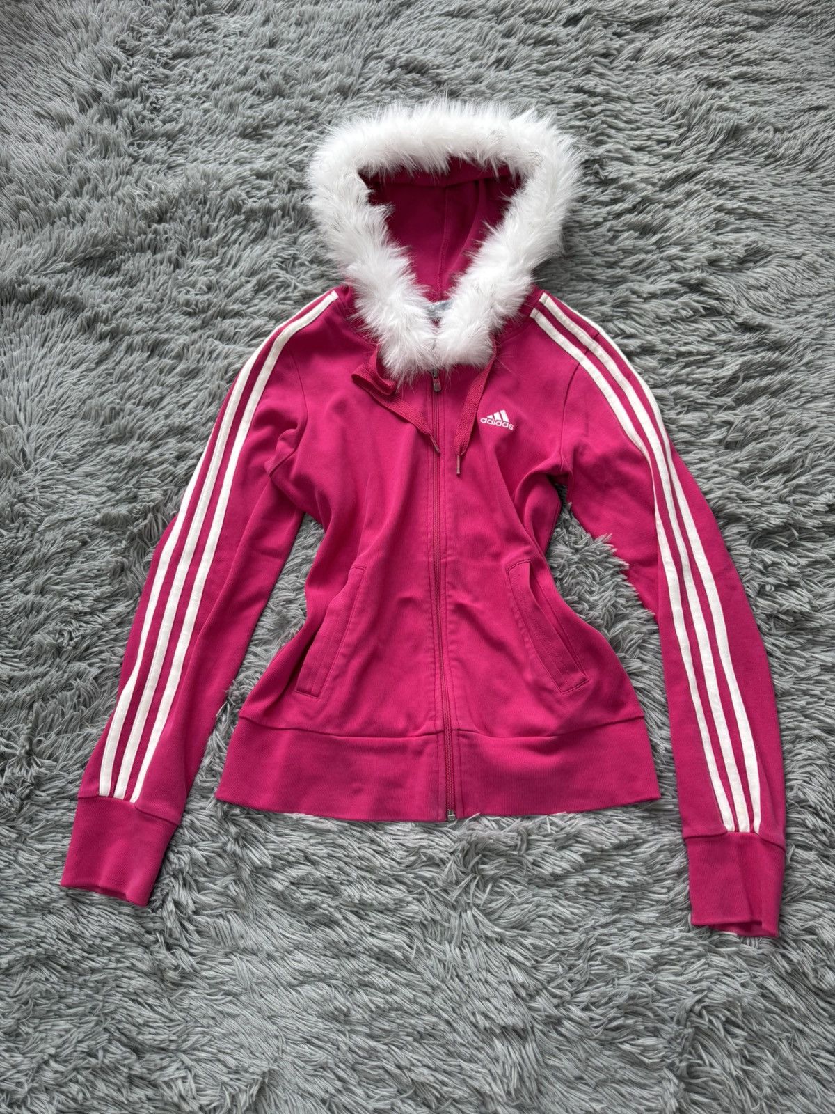 Adidas 🏔️ ZIP Hoodie Adidas Fur Y2K Rap Swag Size M / US 6-8 / IT 42-44 - 2 Thumbnail