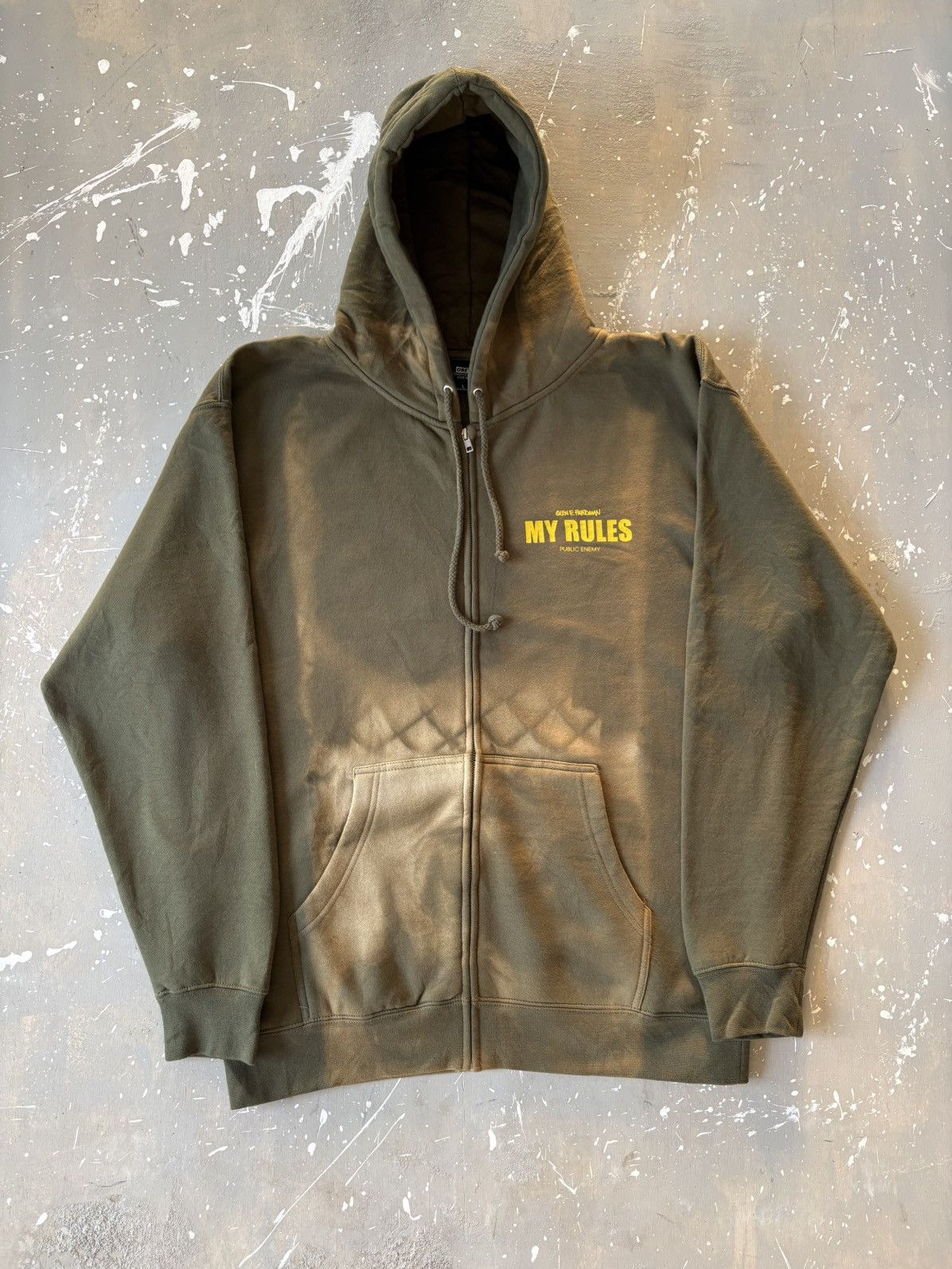 Public Enemy Public Enemy X Obey X Glen E “My Rules” Olive Green Hoodie Size US L / EU 52-54 / 3 - 3 Thumbnail