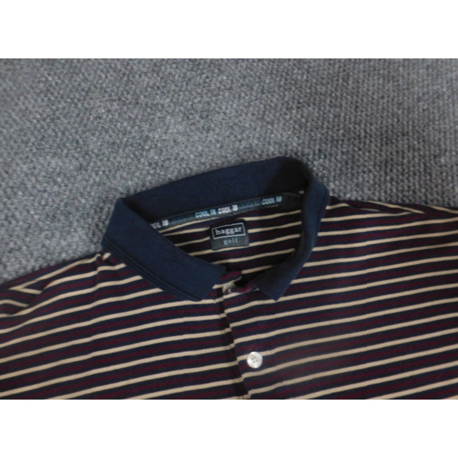Haggar Haggar Polo Shirt XL Purple Striped Knit Short Sleeve Classic Logo Men Golf Casual Shirt Size US XL / EU 56 / 4 - 7 Thumbnail