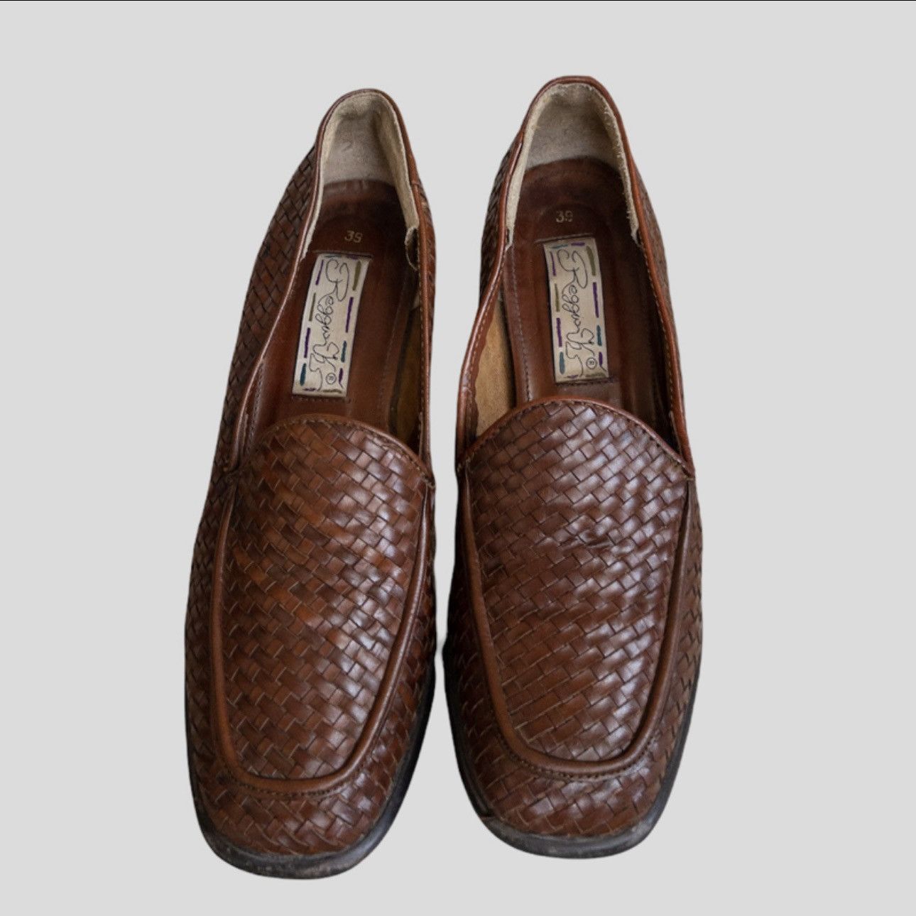 Vintage Vintage loafers Bottega style brown woven leather shoes Size US 9 / IT 39 - 1 Thumbnail