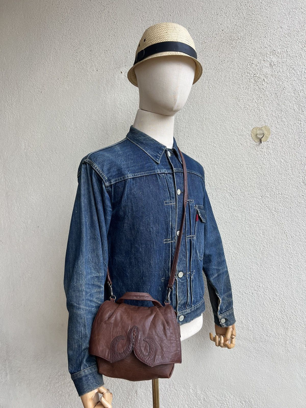 Leather Vintage IBIZA Japan Faded Patina Leather Mini Bag Size ONE SIZE - 2 Thumbnail