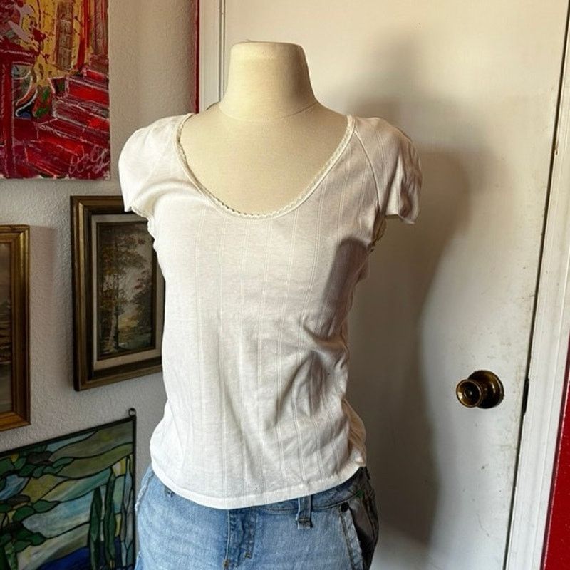 Other no brand no size white knit shirt Size M / US 6-8 / IT 42-44 - 1 Thumbnail
