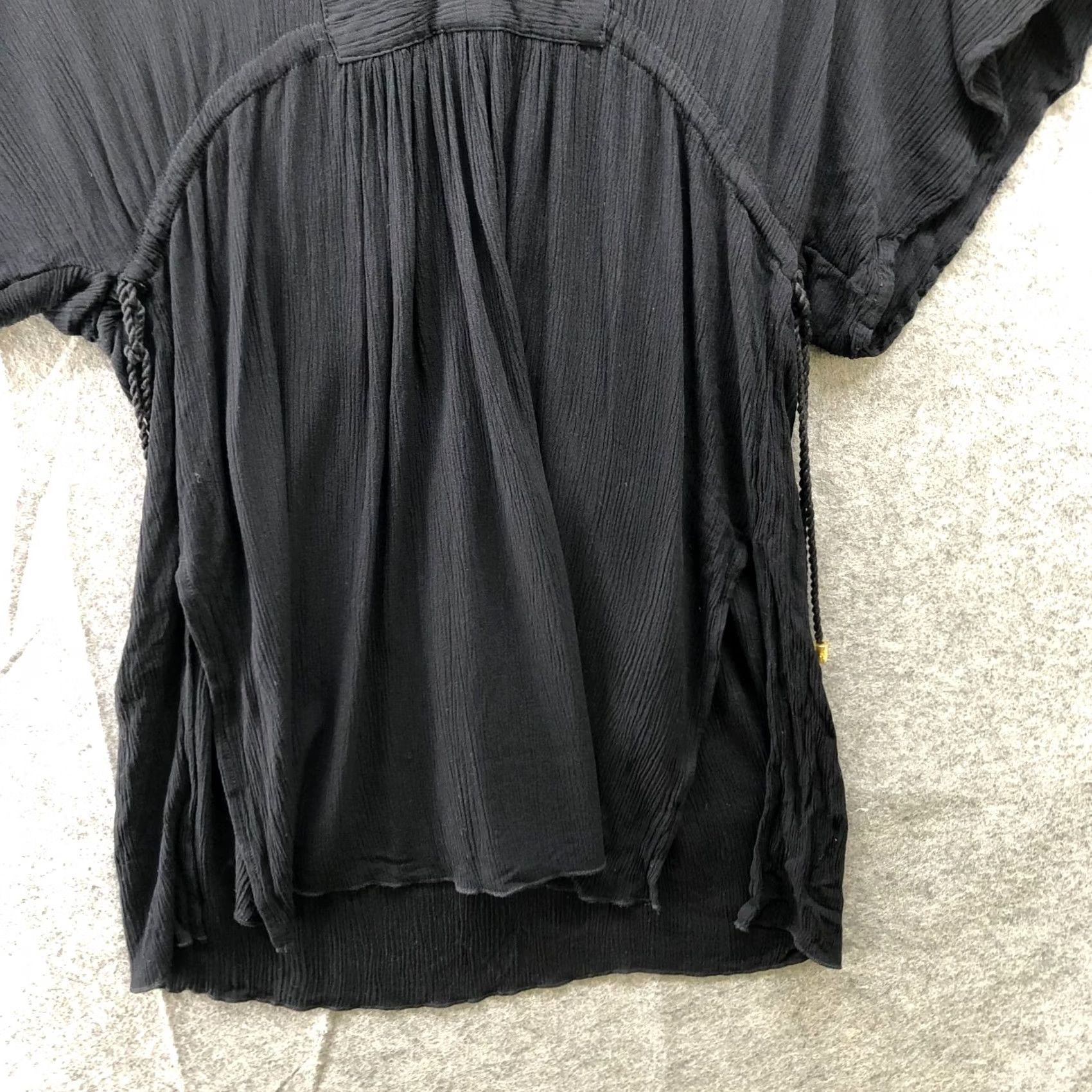 Ralph Lauren Lauren Ralph Lauren Crinkle Tunic Coverup Top Dress XS Black V-Neck Womens Short Sleeve Beach Vacation Style A-Line Pullover Coastal Prime Shipping Size XS / US 0-2 / IT 36-38 - 4 Thumbnail