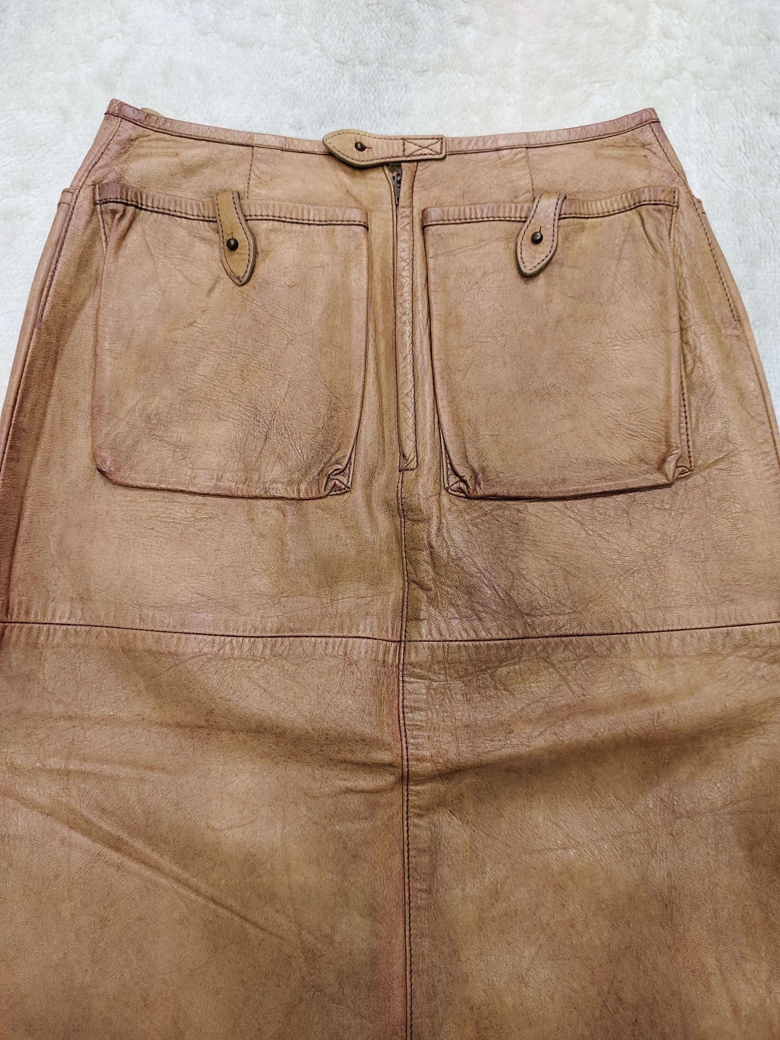 Vintage RARE 🇮🇹 Vtg Dessine Par Kondo Horsehide Midi Skirt Size 27" / US 4 / IT 40 - 7 Thumbnail