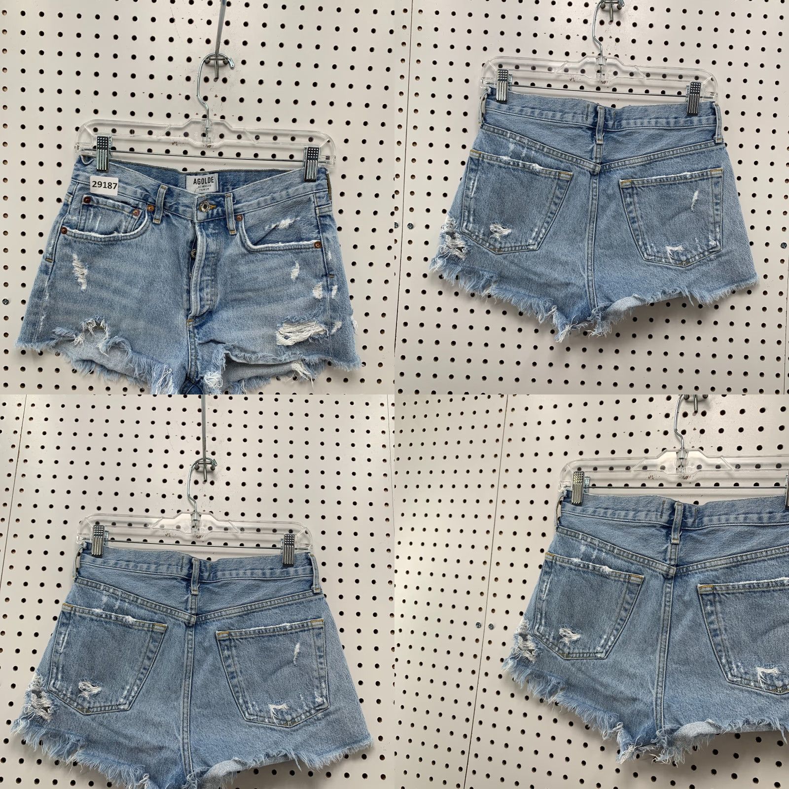 Agolde AGOLDE Cut Off Button Fly Denim Shorts Womens Size 25 fits 28x2 Distressed Size 42" / US 20 - 8 Thumbnail