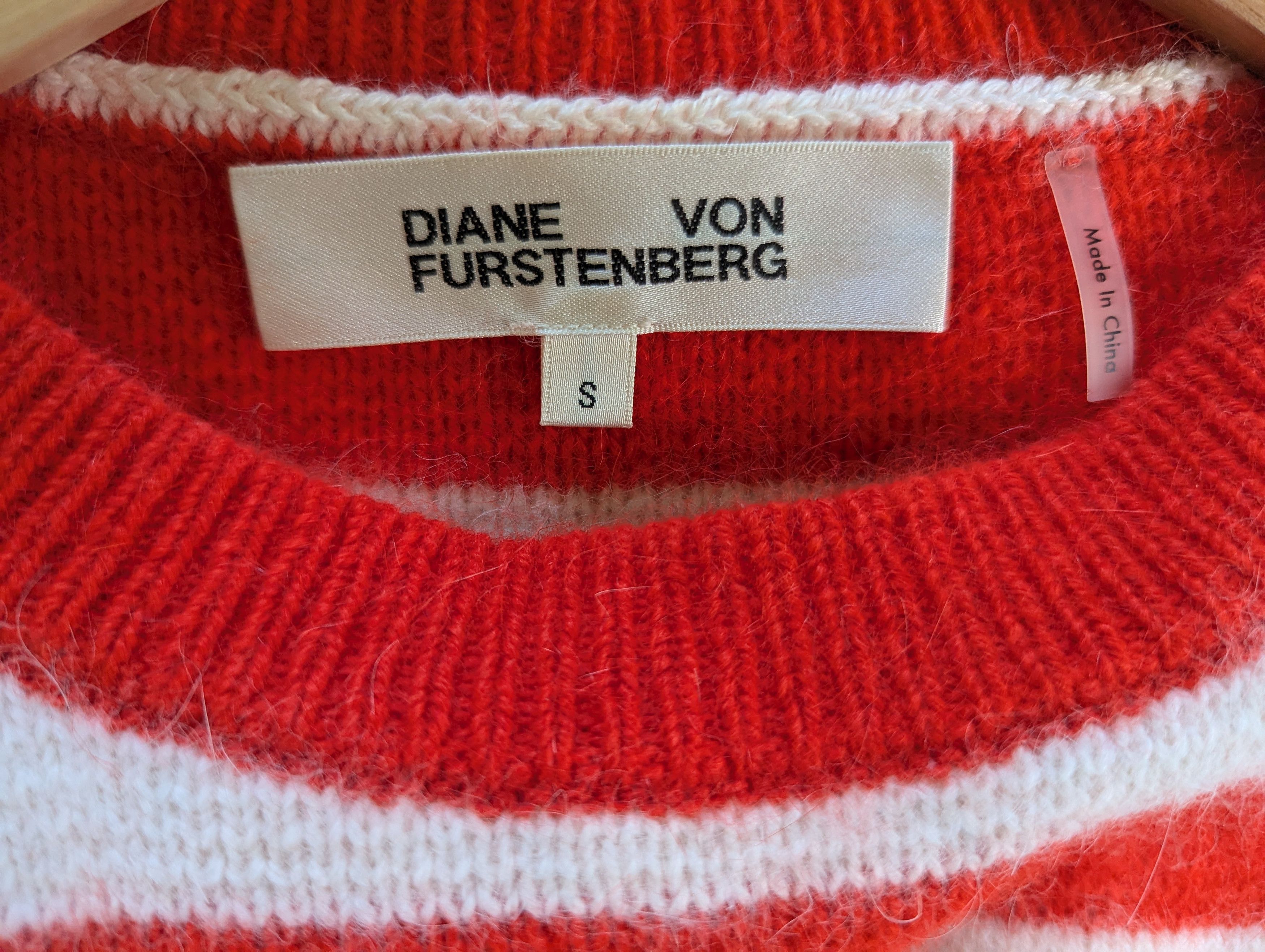 Diane von Furstenberg DVF Diane Von Furstenberg Red white striped angora sweater Size S / US 4 / IT 40 - 4 Thumbnail