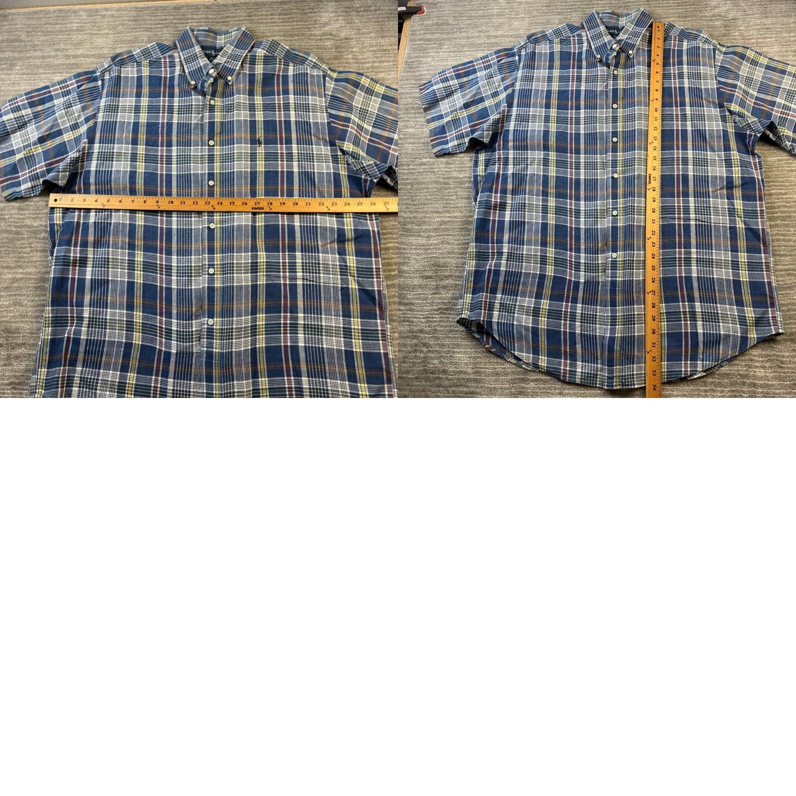 Ralph Lauren VINTAGE Ralph Lauren Shirt XL Blue Plaid Button-Up Polo Pony Mens Short Sleeve Casual Travel Size US XL / EU 56 / 4 - 8 Thumbnail