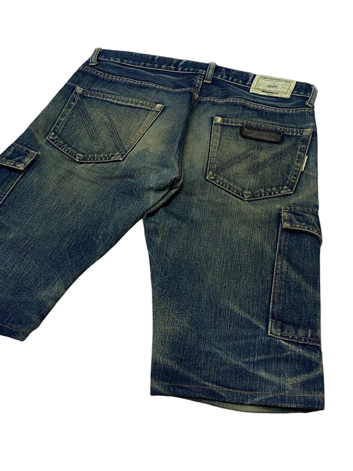 Japanese Brand × Neighborhood Neighborhood 2001 Selvedge Distressed Denim Cargo Shorts Size US 31 - 12 Thumbnail