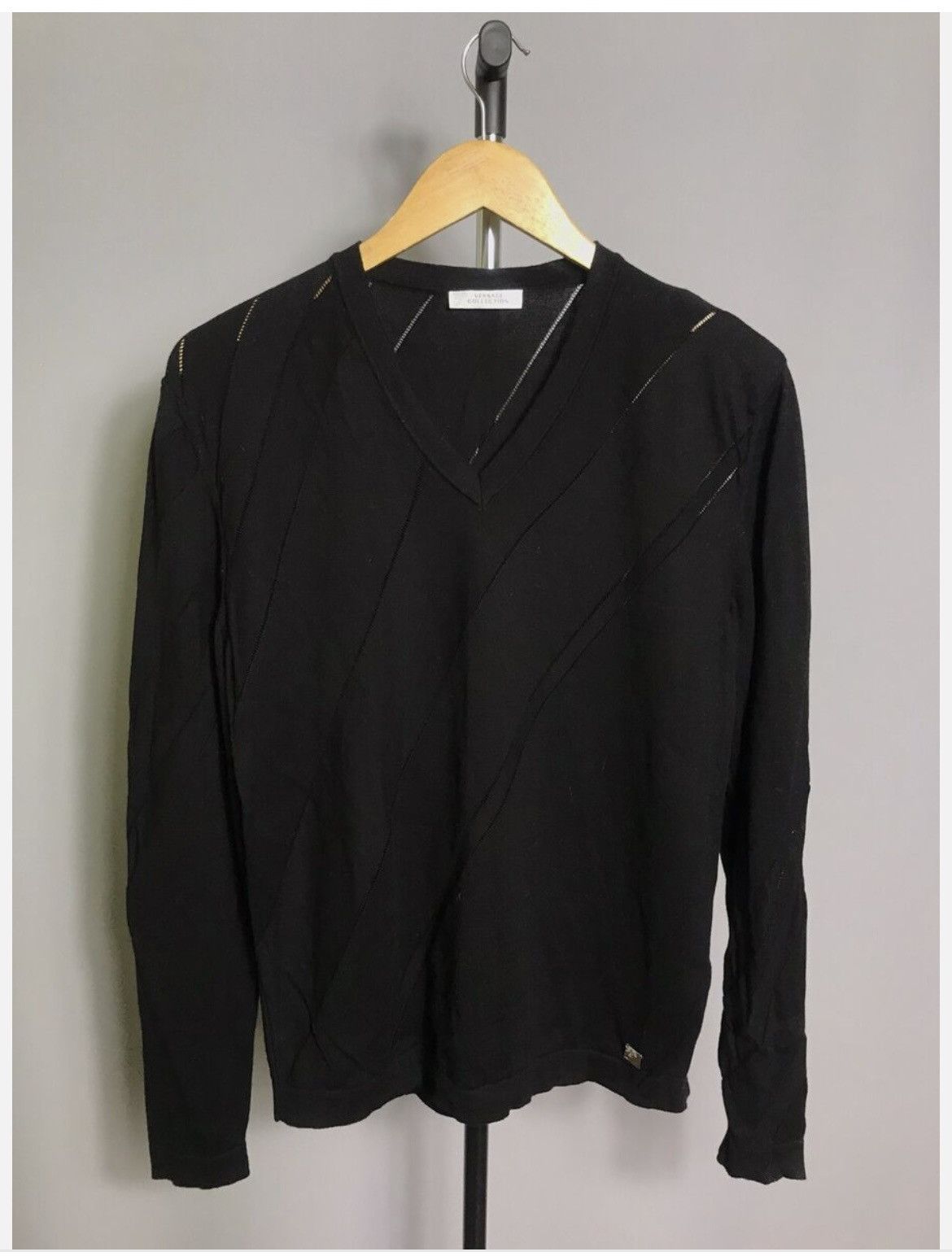Versace Versace Jumper Black Designer Mens Cotton Sweater Size US L / EU 52-54 / 3 - 1 Thumbnail