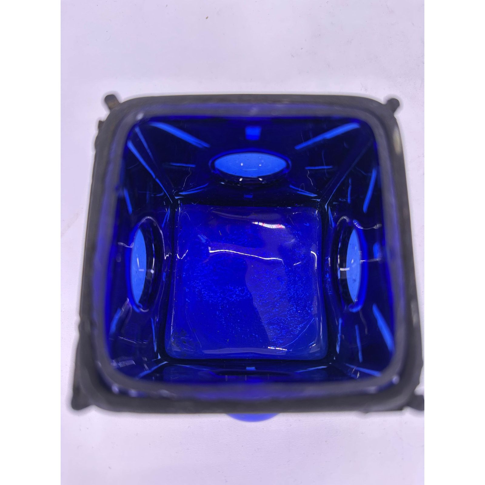 & Other Stories Vintage Thick 3" X 3" Square Cobalt Blue Glass CandleHolder Size ONE SIZE - 4 Thumbnail