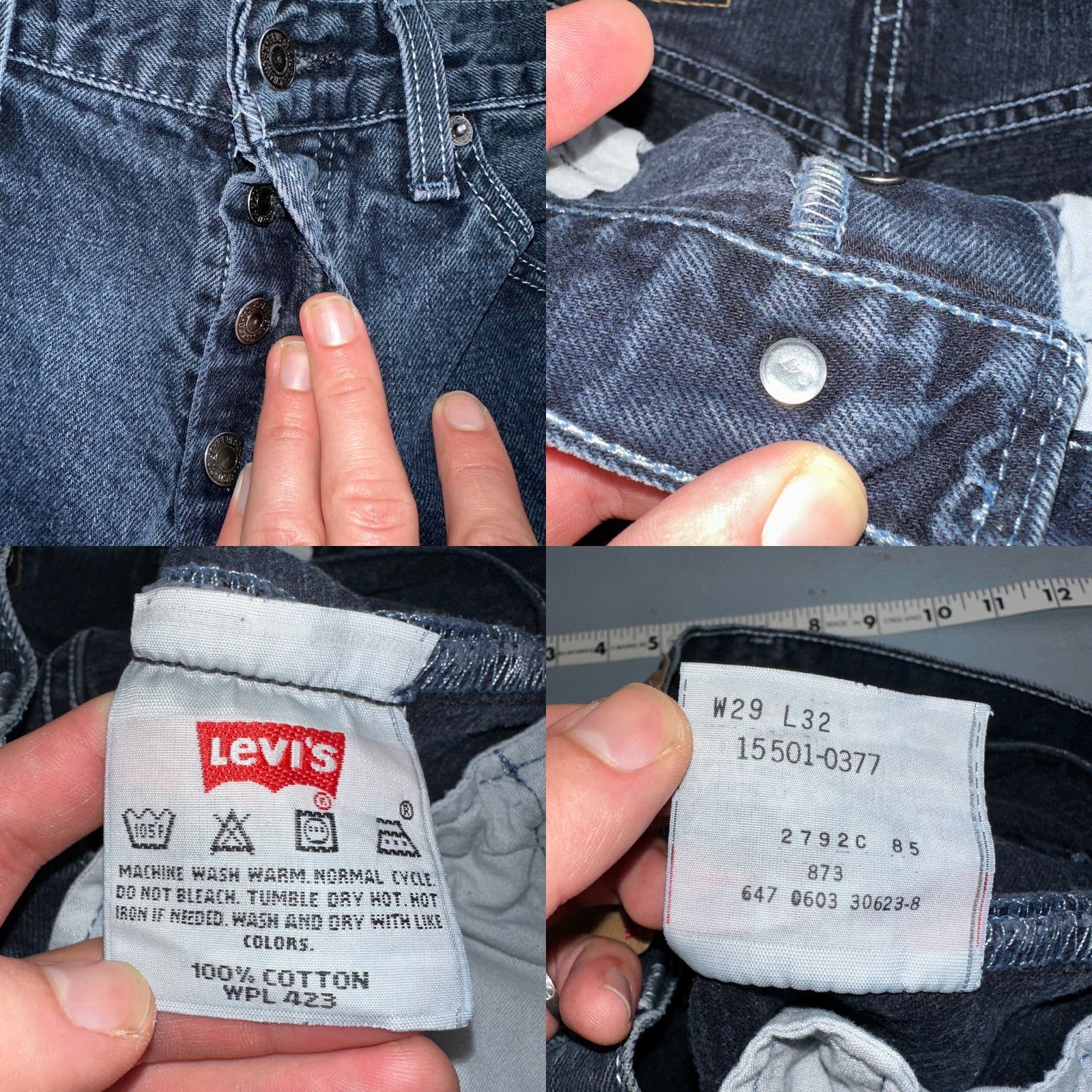Levi's VINTAGE Levi's 501 Jeans Main Selling Point 90s Mexico Straight Leg 29x32 28x31 Dark Wash Blue Cotton Denim Mens Regular Jeans 501 Series 90s Theme Size US 29 - 8 Thumbnail
