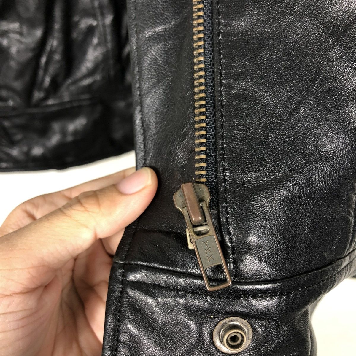 Japanese Brand 🔥VINTAGE BIKER LEATHER JACKET SHYNING HEART ISSEY MIYAKE Size US M / EU 48-50 / 2 - 18 Thumbnail