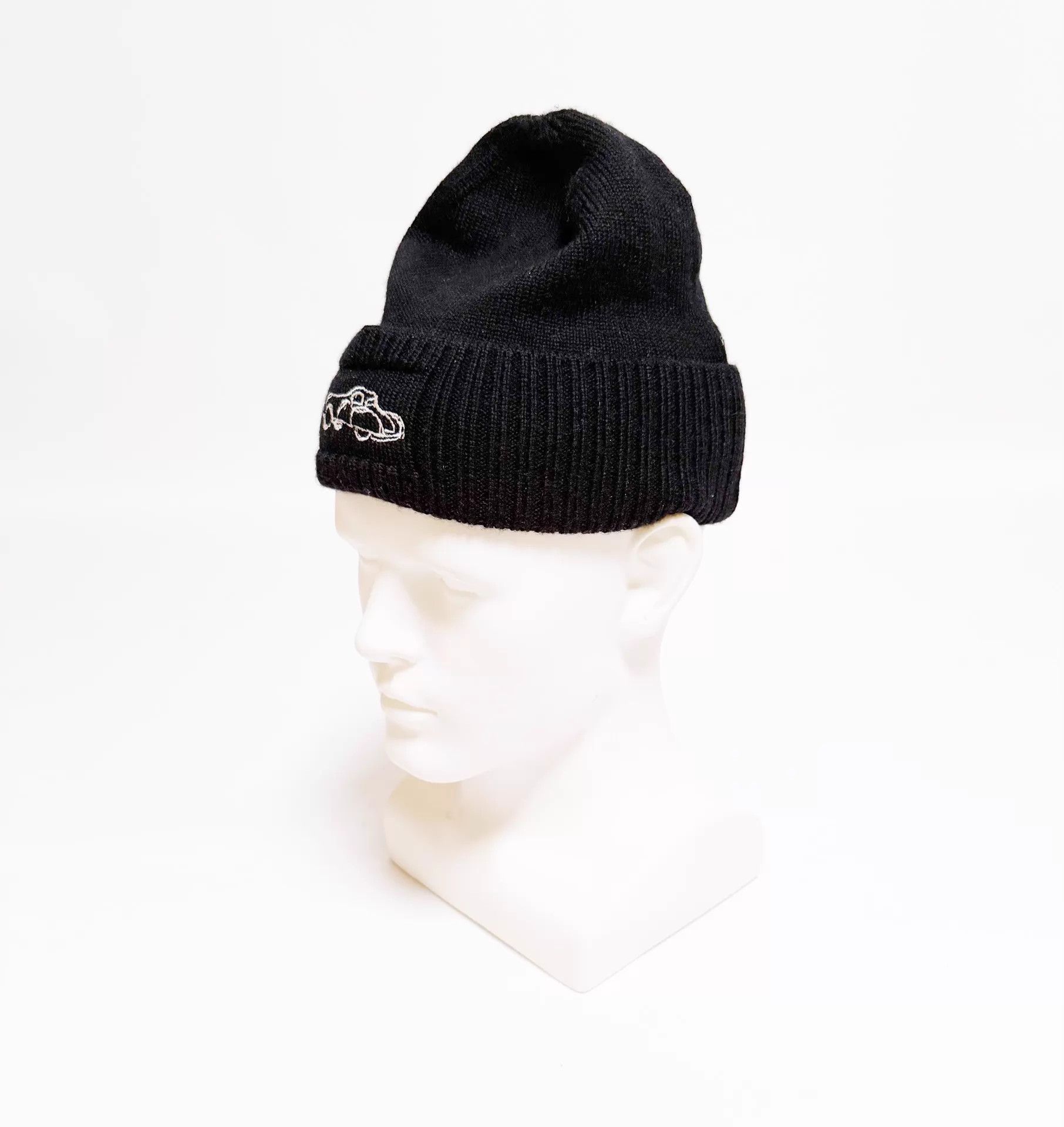 Yohji Yamamoto Yohji Yamamoto PH Wool 100% Black Beanie Car Embroidery Size ONE SIZE - 6 Thumbnail